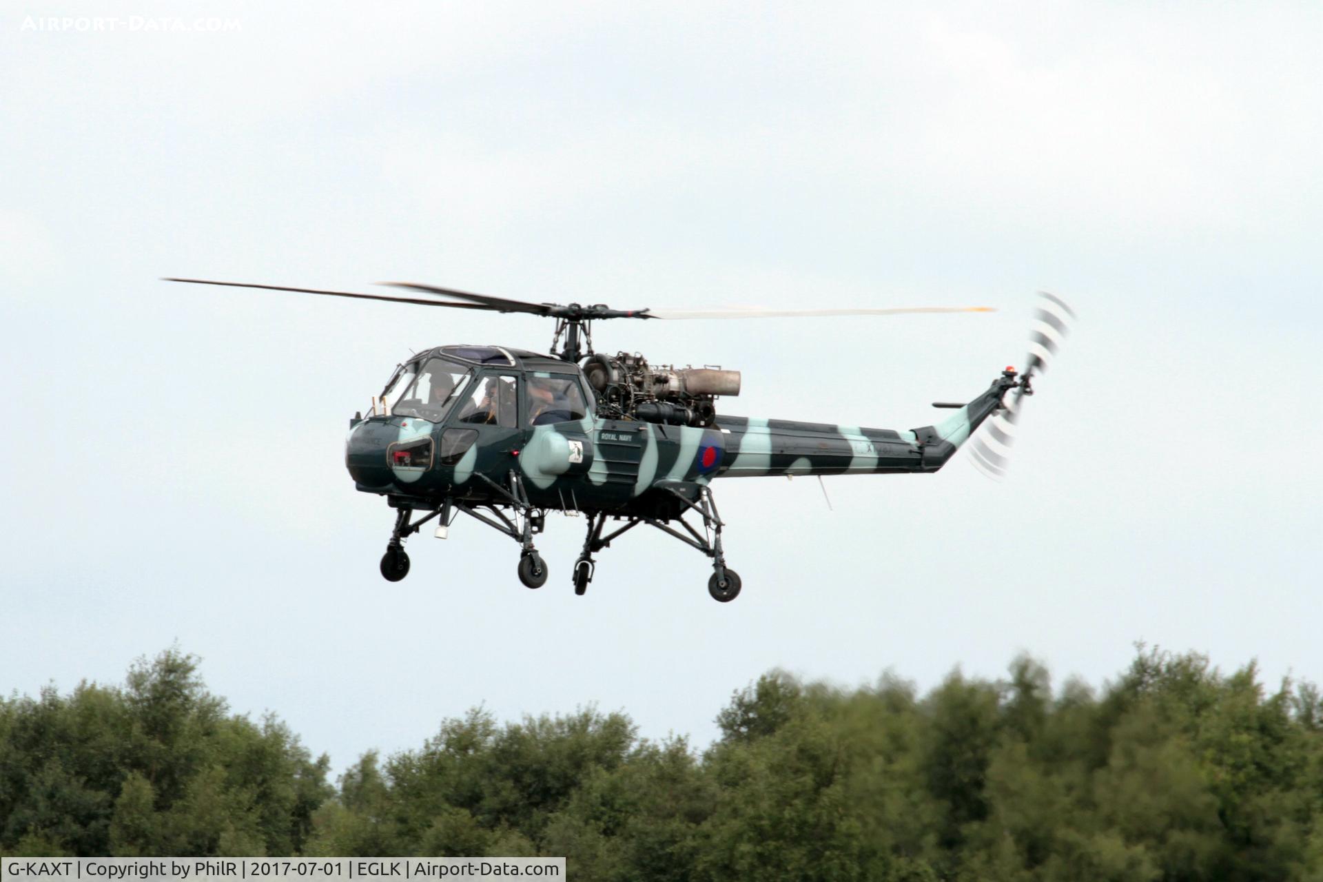 G-KAXT, 1967 Westland Wasp HAS.1 C/N F9669, Flown as XT787 with the Royal Navy, sold to New Zealand as NZ3905 and the returned to the British civil register as G-KAXT.