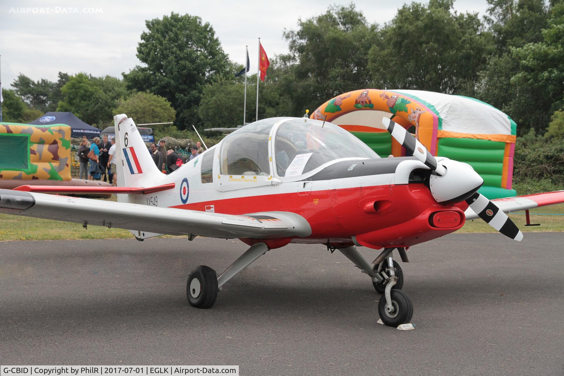 G-CBID, 1974 Scottish Aviation Bulldog T.1 C/N BH.120/242, Ex RAF XX549 and now registered G-CBID and based at Blackbushe.