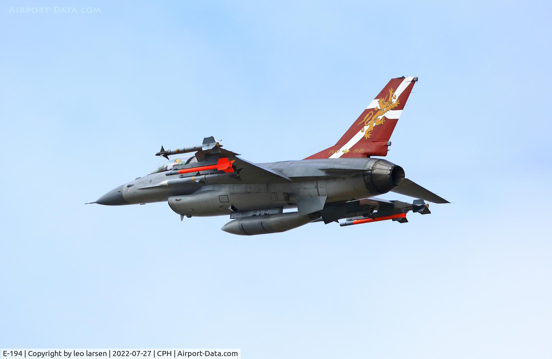 E-194, SABCA F-16A Fighting Falcon C/N 6F-21, Copenhagen 27.7.2022