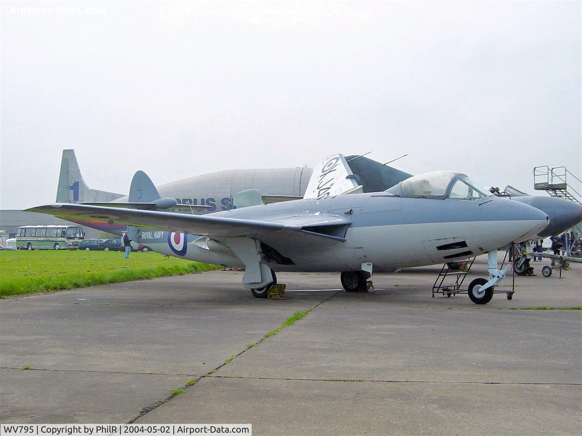 WV795, Hawker Sea Hawk FGA.6 C/N 6056, On display at the May 2004 Bruntingthorpe Open Day, alas no more. Reains at Bruntingthorpe close to the main gate.