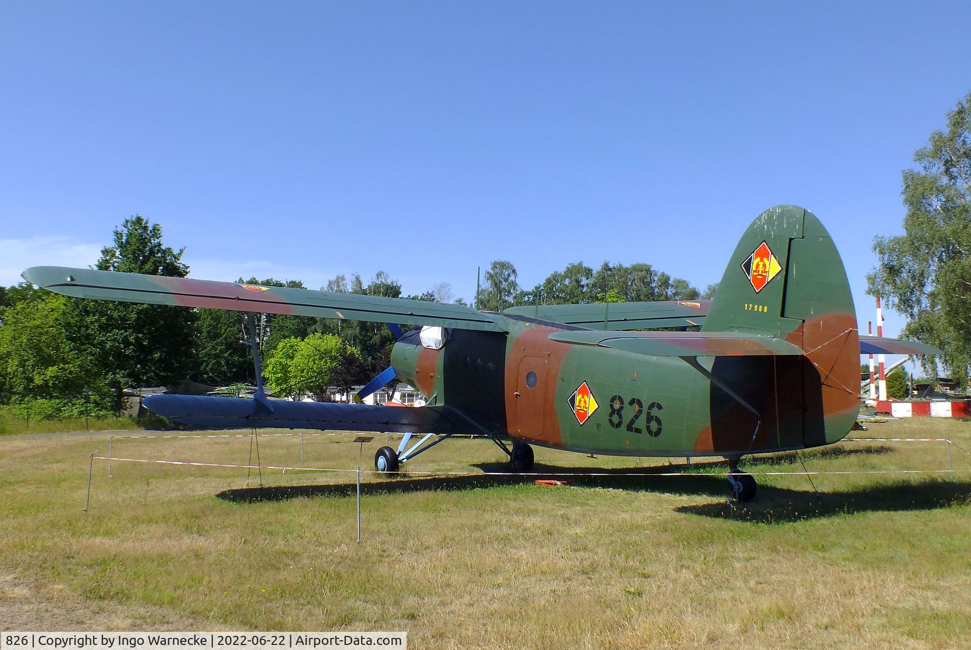 826, 1957 Antonov An-2T C/N 1 079 473 06, Antonov An-2T COLT at the Flugplatzmuseum Cottbus (Cottbus aviation museum)