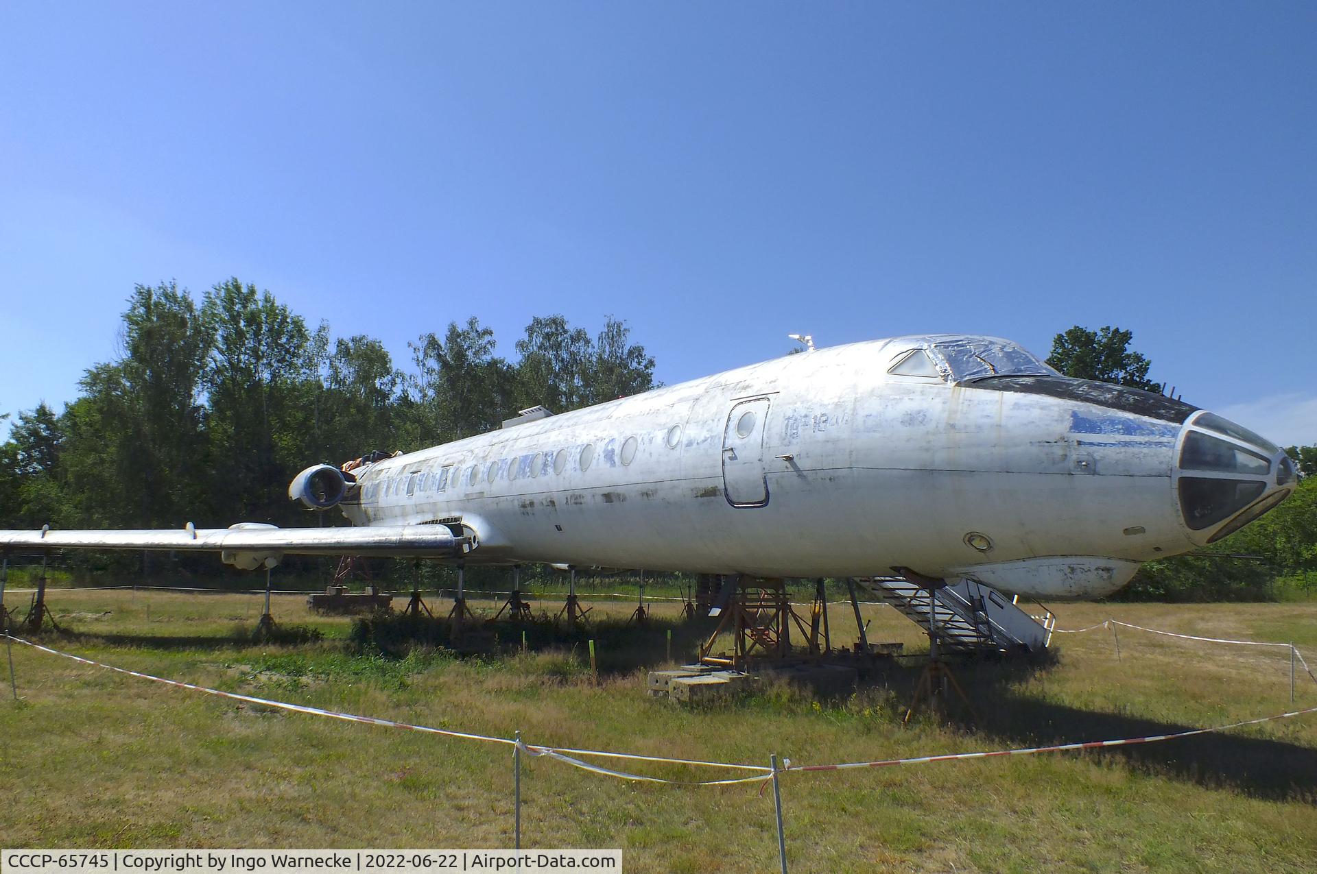 CCCP-65745, 1972 Tupolev Tu-134A C/N 2351607, Tupolev Tu-134A CRUSTY (minus engines, undercarriage and tail-surfaces, being restored) at the Flugplatzmuseum Cottbus (Cottbus aviation museum)