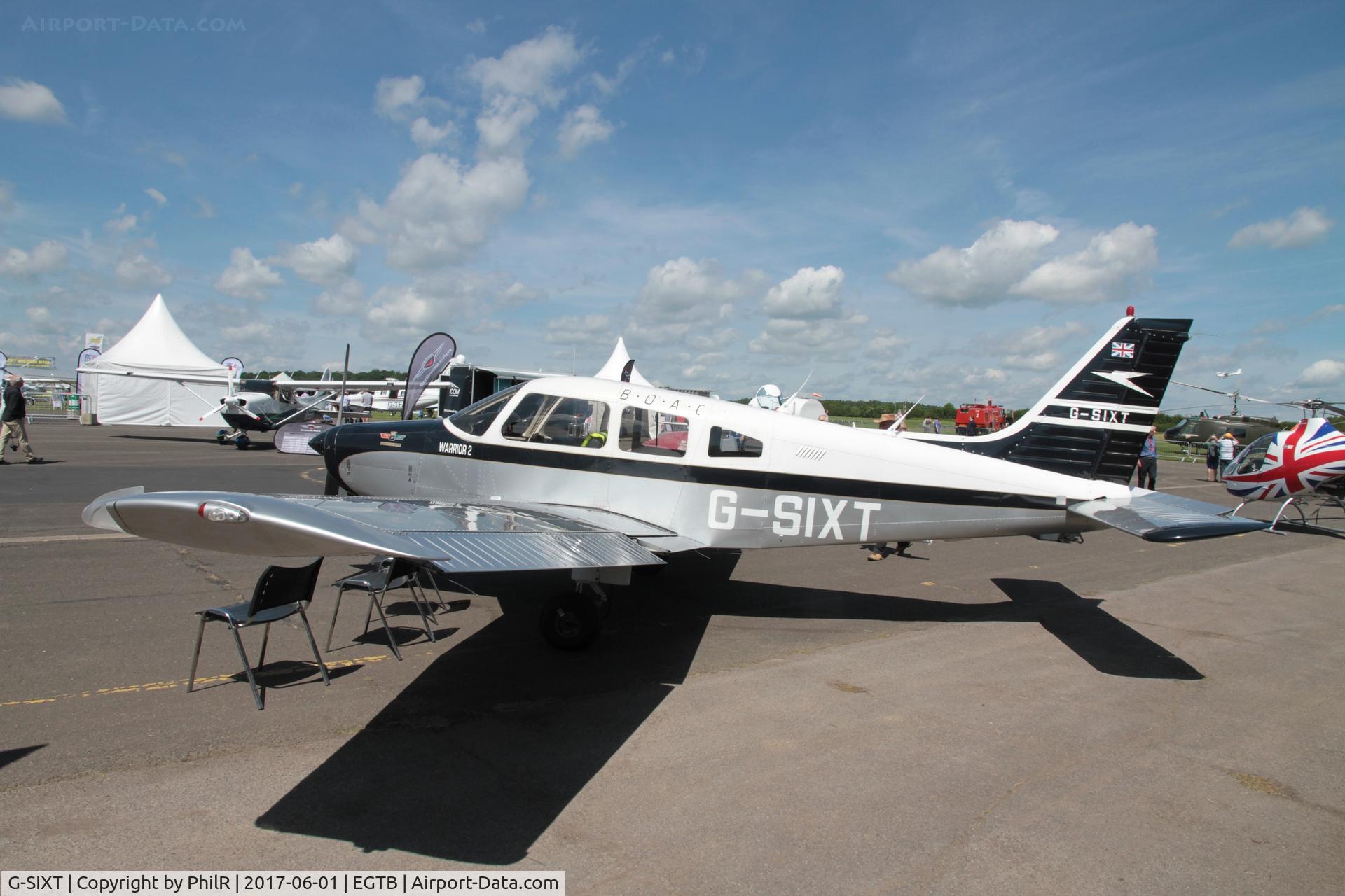 G-SIXT, 1988 Piper PA-28-161 Cherokee Warrior II C/N 2816056, Port side BOAC colours on 1988 Piper Pa-28 Cherokee Warrior ll at Air Expo, Booker