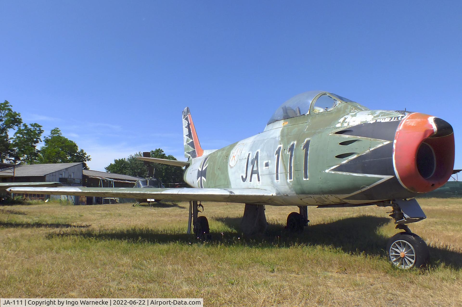 JA-111, Canadair CL-13B Sabre Mk.6 C/N S6-1625, Canadair CL-13A Sabre 5 (F-86) at the Flugplatzmuseum Cottbus (Cottbus airfield museum)