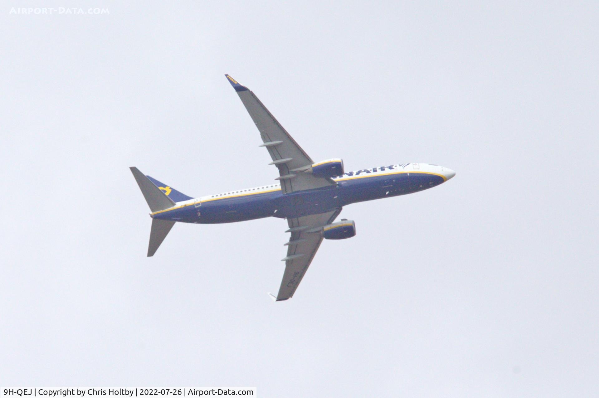 9H-QEJ, 2018 Boeing 737-800 C/N 44829, Over Ware, Herts on final into Stansted Airport