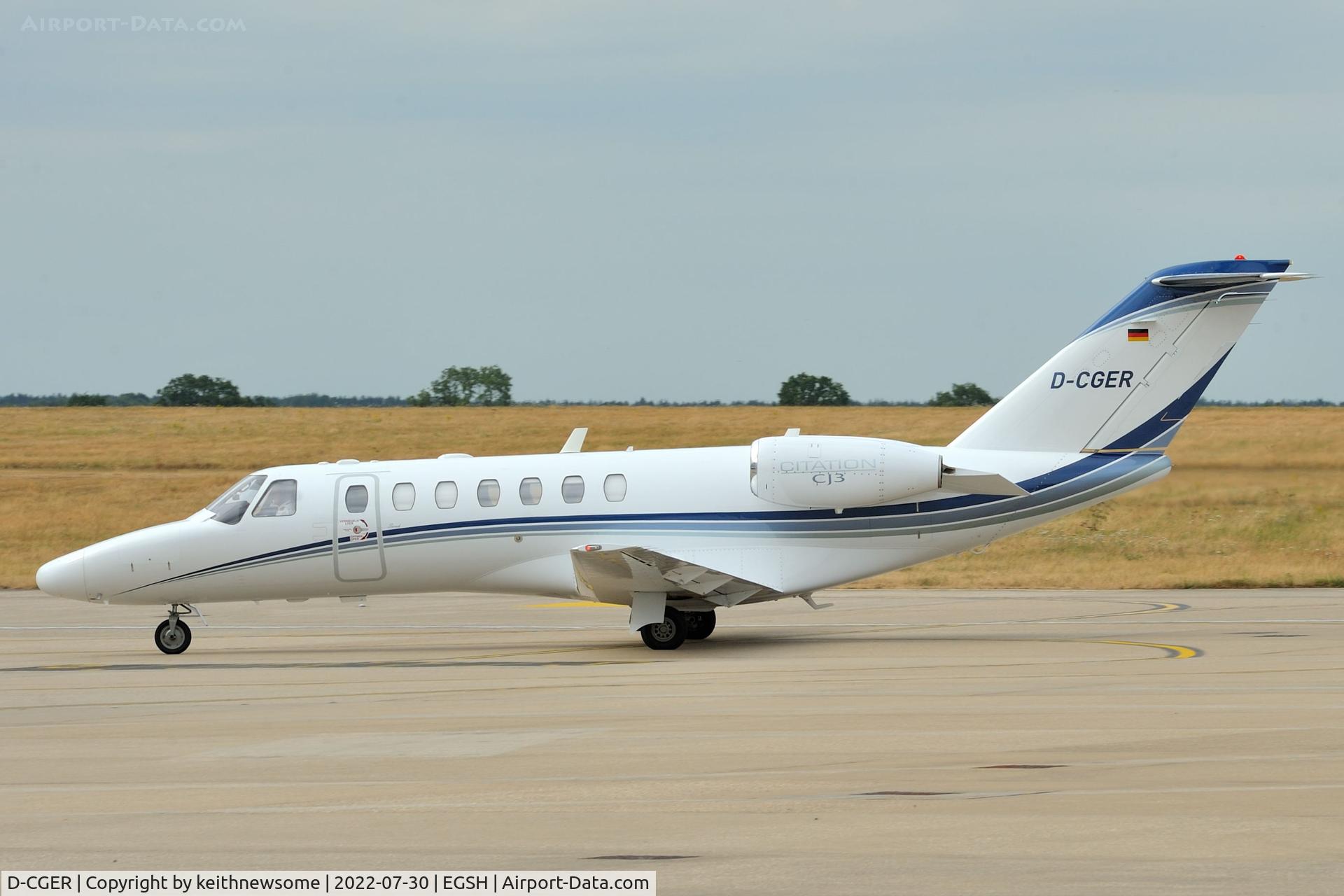 D-CGER, 2006 Cessna 525B CitationJet CJ3 C/N 525B-0081, Arriving at Norwich from Cannes, France.