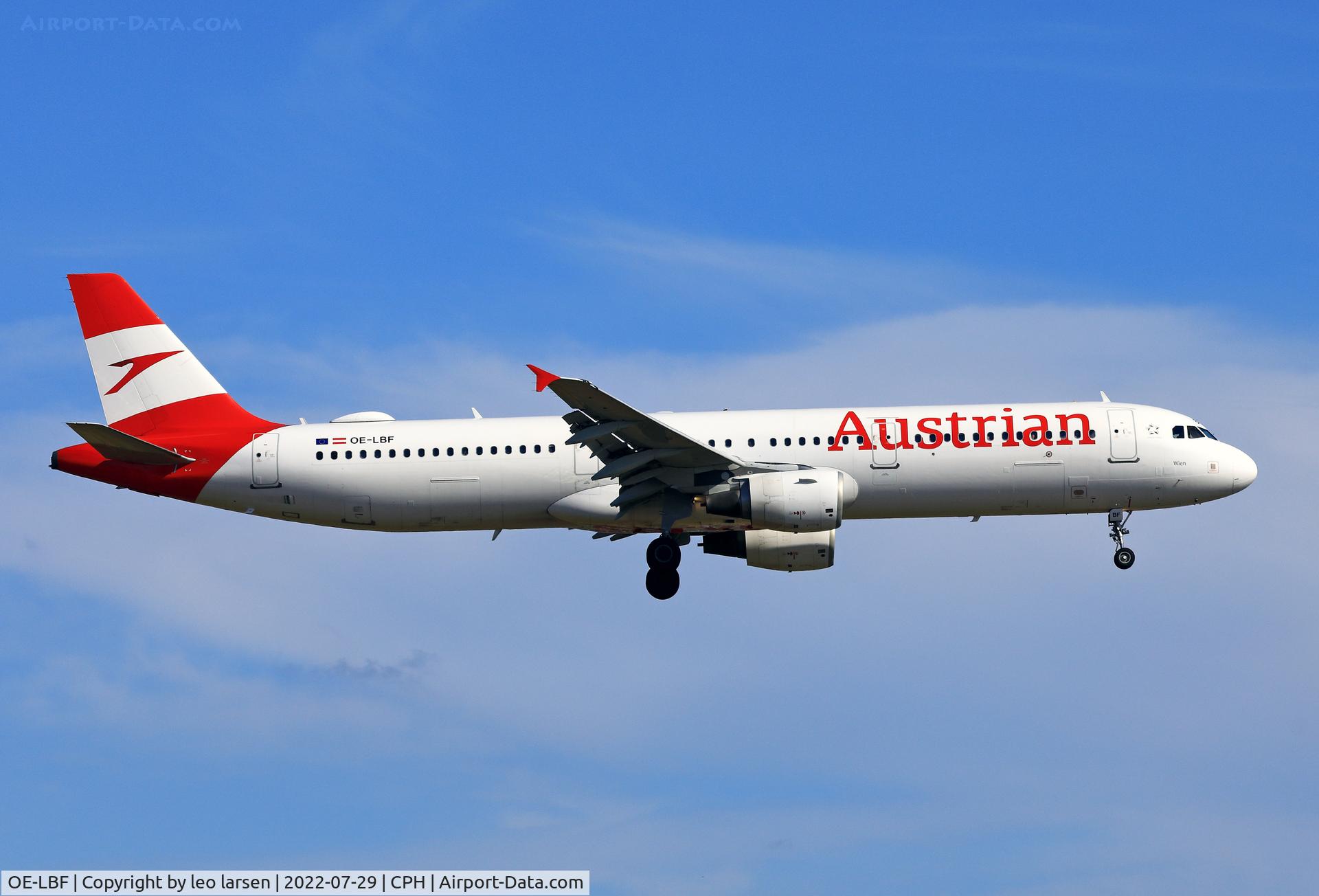 OE-LBF, 2001 Airbus A321-211 C/N 1458, Copenhagen 29.7.2022