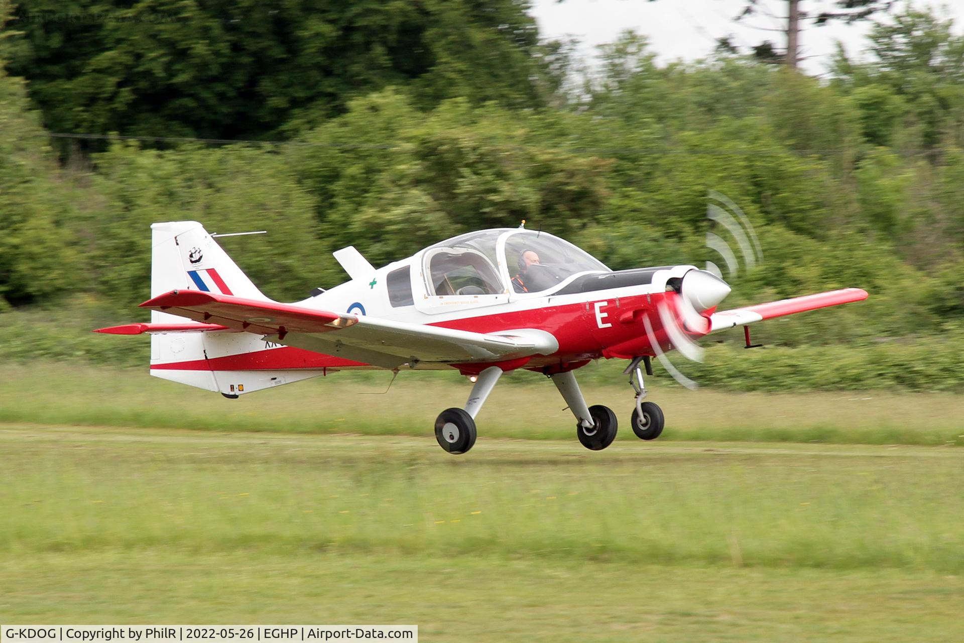 G-KDOG, 1973 Scottish Aviation Bulldog Series 120 Model 121 C/N BH120/289, Scottish Aviation Bulldog Srs 120 Model 121 landing at Popham