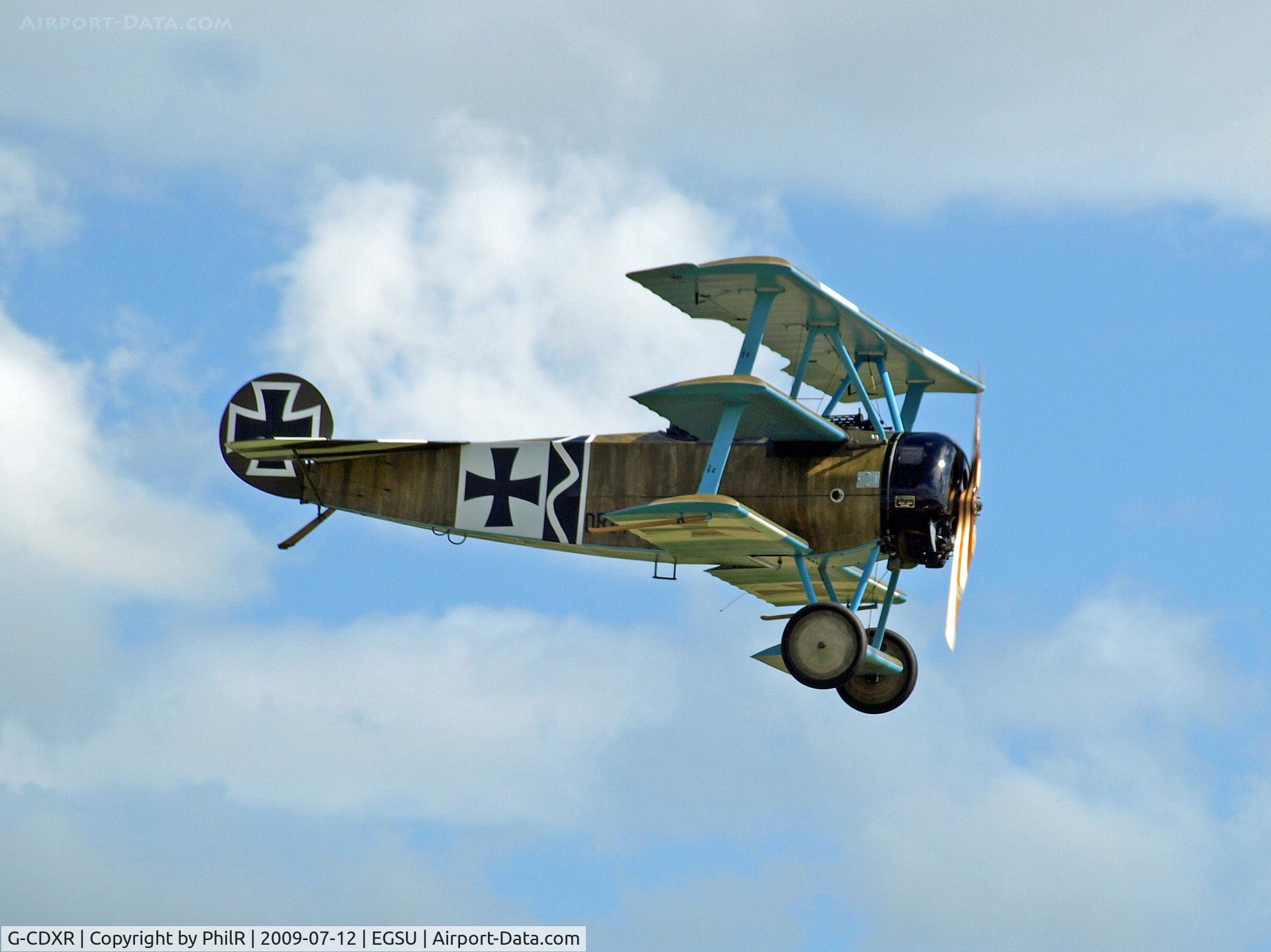 G-CDXR, 2006 Fokker Dr.1 Triplane Replica C/N PFA 238-14043, Fokker Dr1 Triplane replica displaying at Duxford,