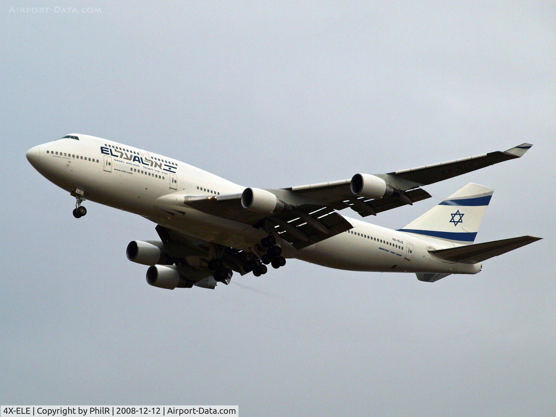 4X-ELE, 1994 Boeing 747-412 C/N 26551, El Al Boeing 747-400 4X-ELE on finlas to LHRs 27L