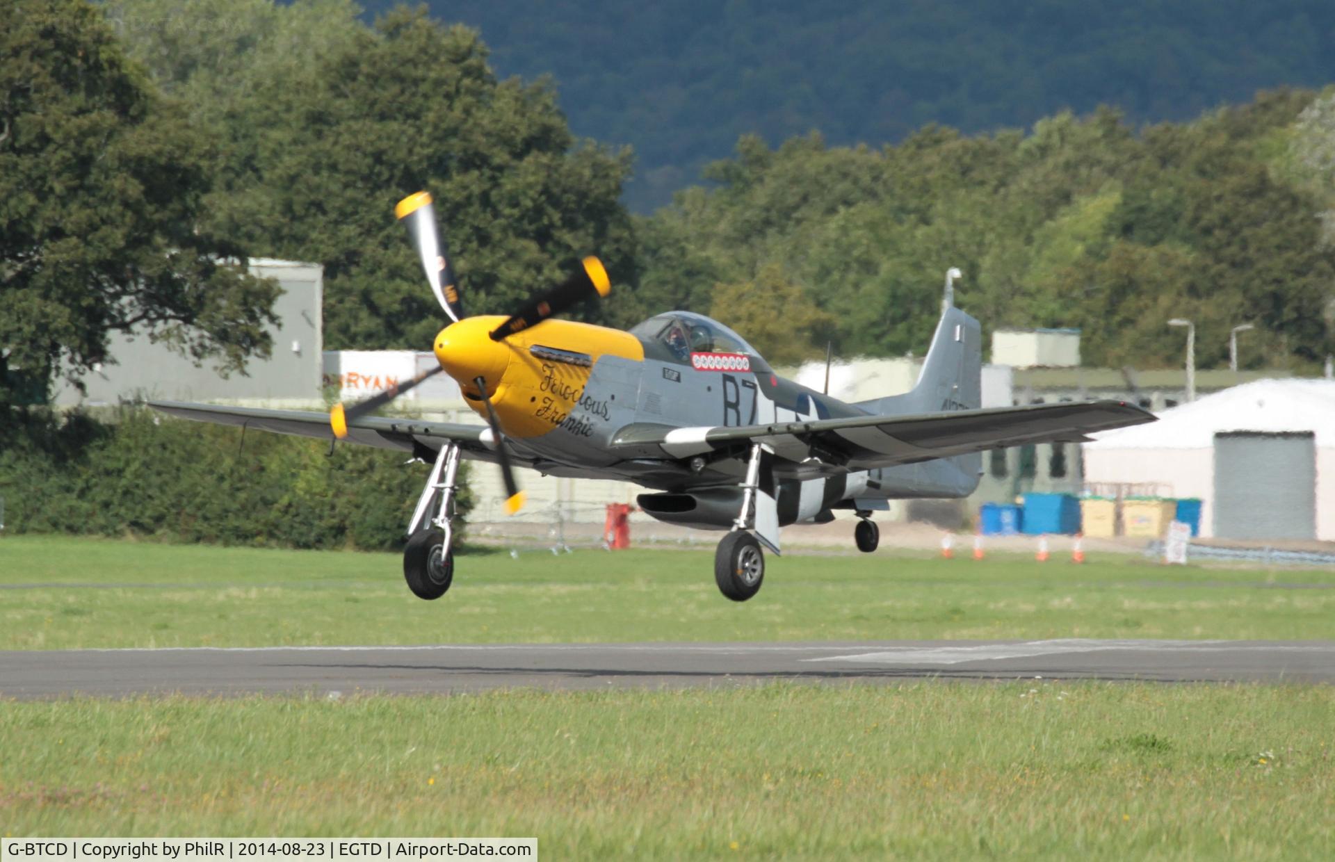 G-BTCD, 1944 North American P-51D Mustang C/N 122-39608, 413704 1944 NA P-51D Mustang 'Ferocious Frankie' displaying at Wings & Wheels Dunsfold