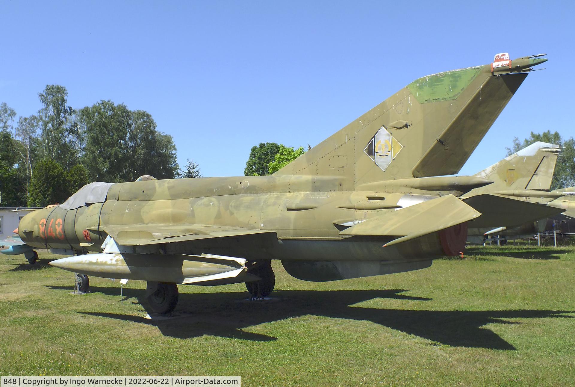 848, Mikoyan-Gurevich MiG-21bis C/N N75051407, Mikoyan i Gurevich MiG-21bis SAU FISHBED-N at the Flugplatzmuseum Cottbus (Cottbus airfield museum)