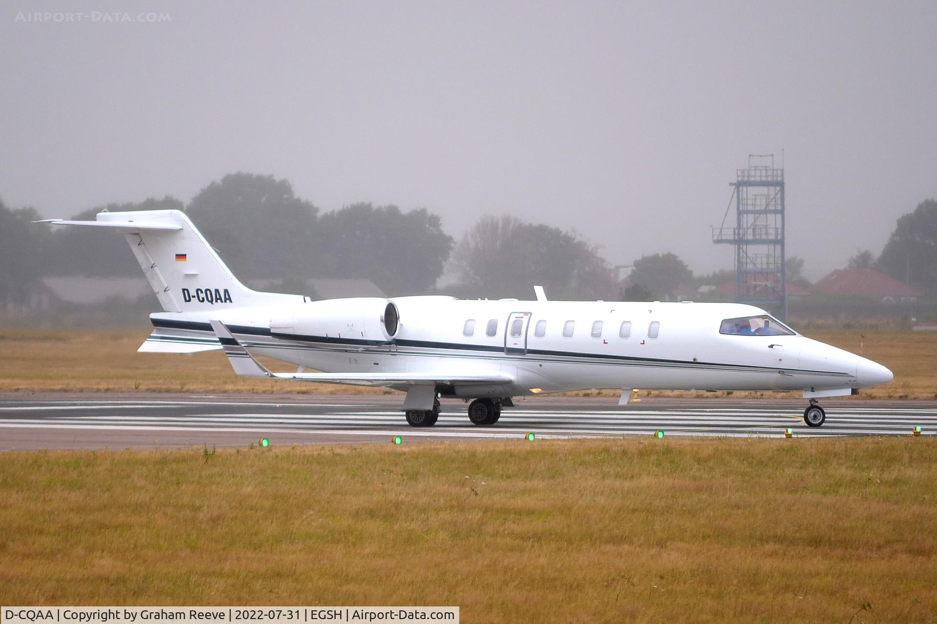 D-CQAA, 2000 Learjet 45 C/N 122, Departing from Norwich.