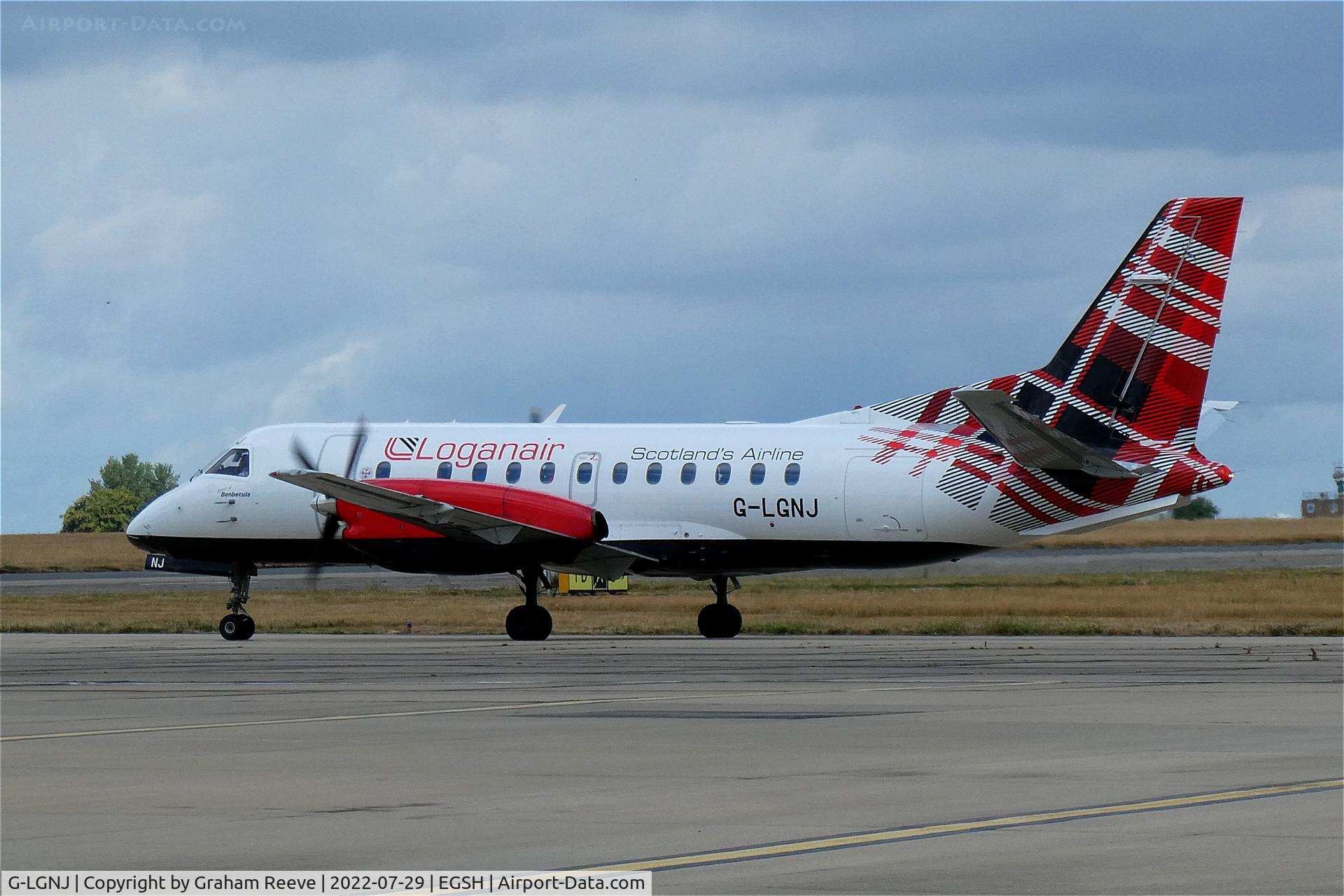 G-LGNJ, 1989 Saab 340B C/N 340B-173, Just landed at Norwich.