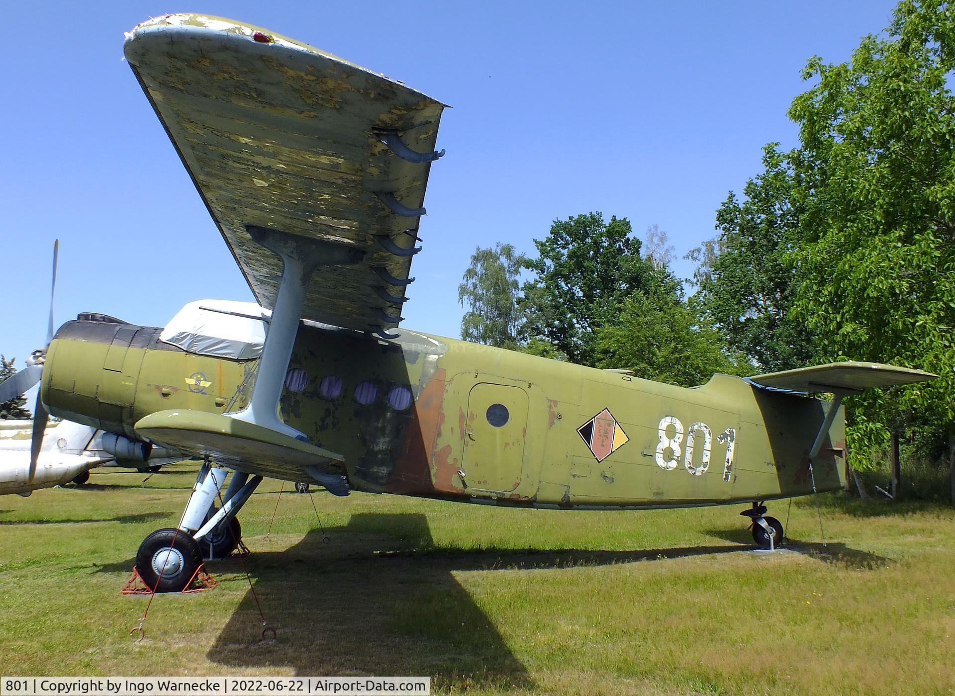 801, Antonov An-2TP C/N 128 (473) 01, Antonov An-2TP COLT (awaiting restoration, minus vertical tail and all wing flaps and ailerons) at the Flugplatzmuseum Cottbus (Cottbus airfield museum)