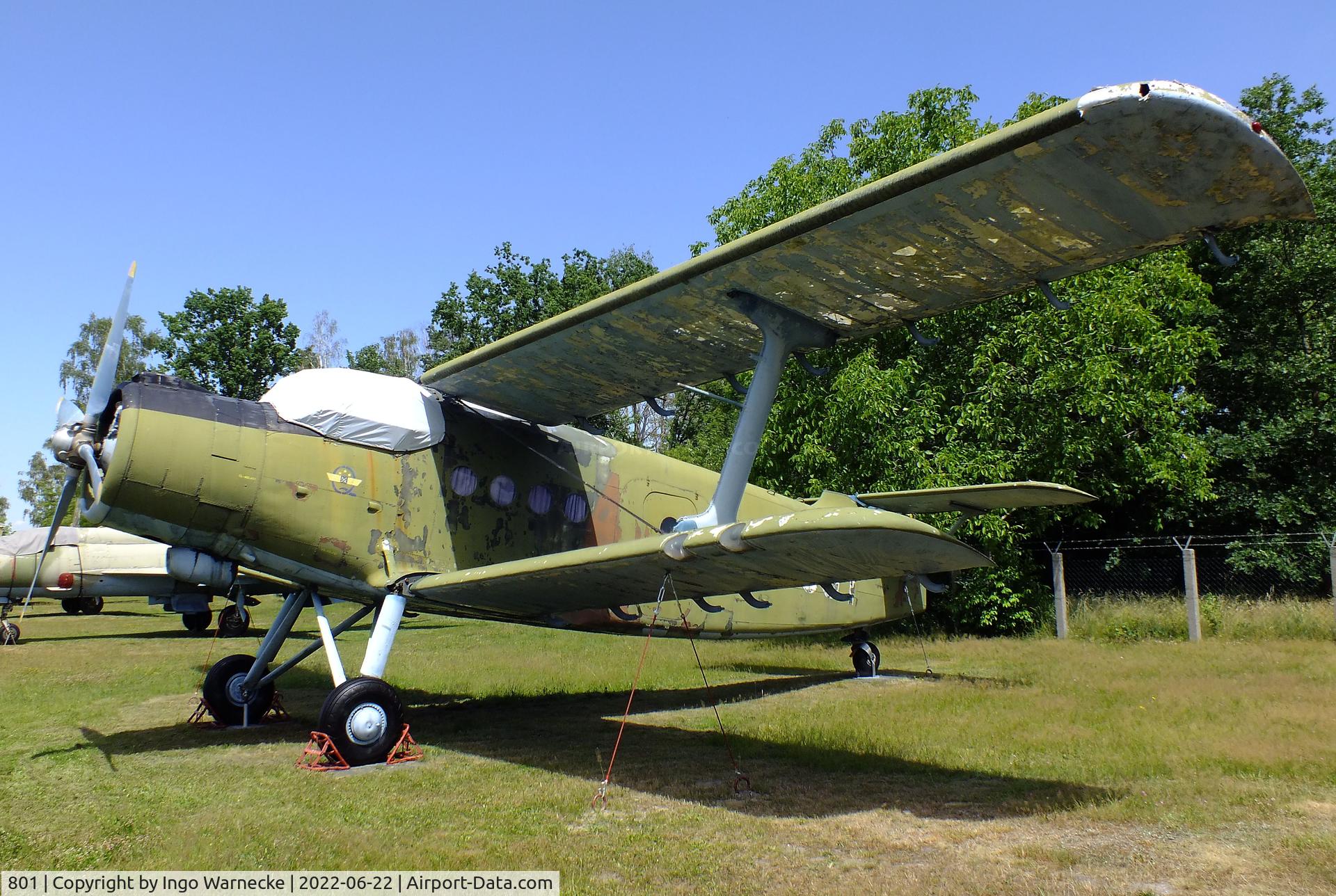 801, Antonov An-2TP C/N 128 (473) 01, Antonov An-2TP COLT (awaiting restoration, minus vertical tail and all wing flaps and ailerons) at the Flugplatzmuseum Cottbus (Cottbus airfield museum)