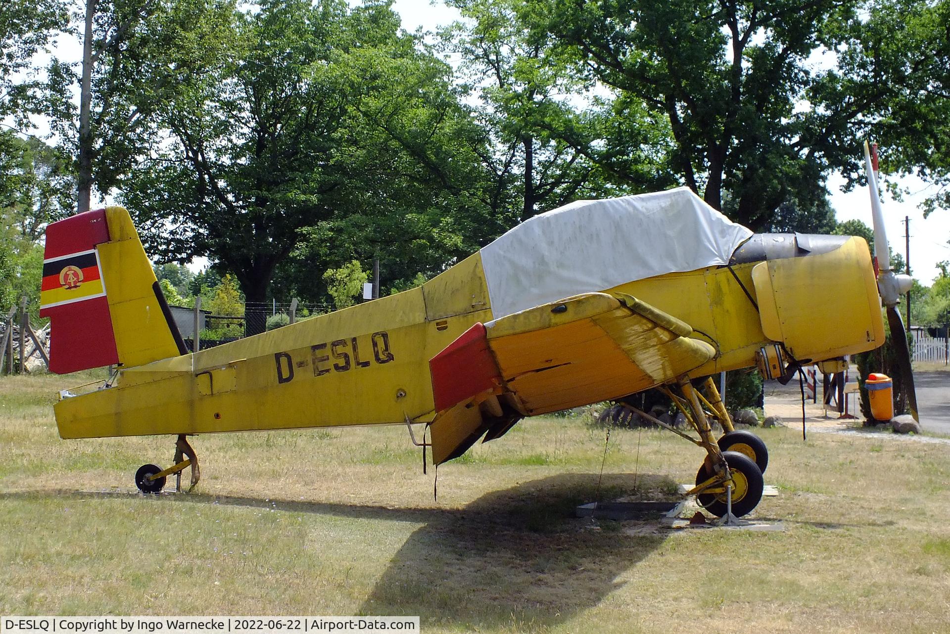 D-ESLQ, 1972 Let Z-37A Cmelak C/N 14-20, Let Z-37A Cmelak (minus horizontal tail surfaces and tailcone) at the Flugplatzmuseum Cottbus (Cottbus airfield museum)