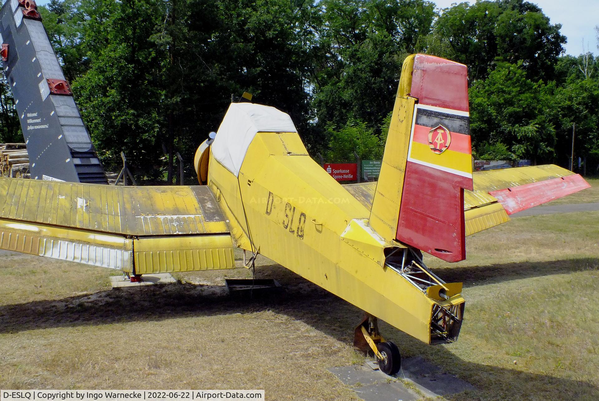 D-ESLQ, 1972 Let Z-37A Cmelak C/N 14-20, Let Z-37A Cmelak (minus horizontal tail surfaces and tailcone) at the Flugplatzmuseum Cottbus (Cottbus airfield museum)