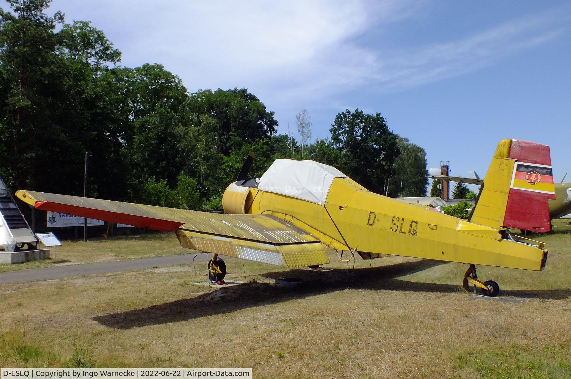 D-ESLQ, 1972 Let Z-37A Cmelak C/N 14-20, Let Z-37A Cmelak (minus horizontal tail surfaces and tailcone) at the Flugplatzmuseum Cottbus (Cottbus airfield museum)