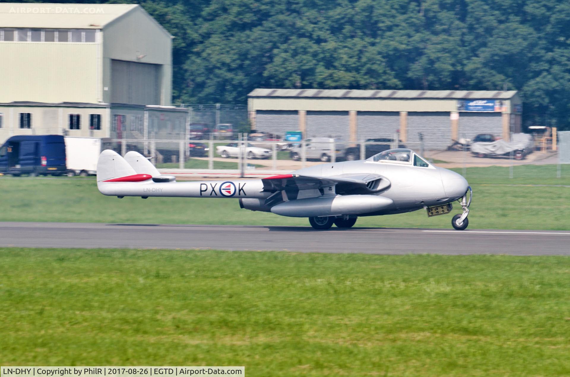 LN-DHY, 1952 De Havilland (FFA) DH-100 Vampire FB6 C/N 705, LN-DHY 1952 DH100 Vampire FB2 at Wings & Wheels Dunsfold