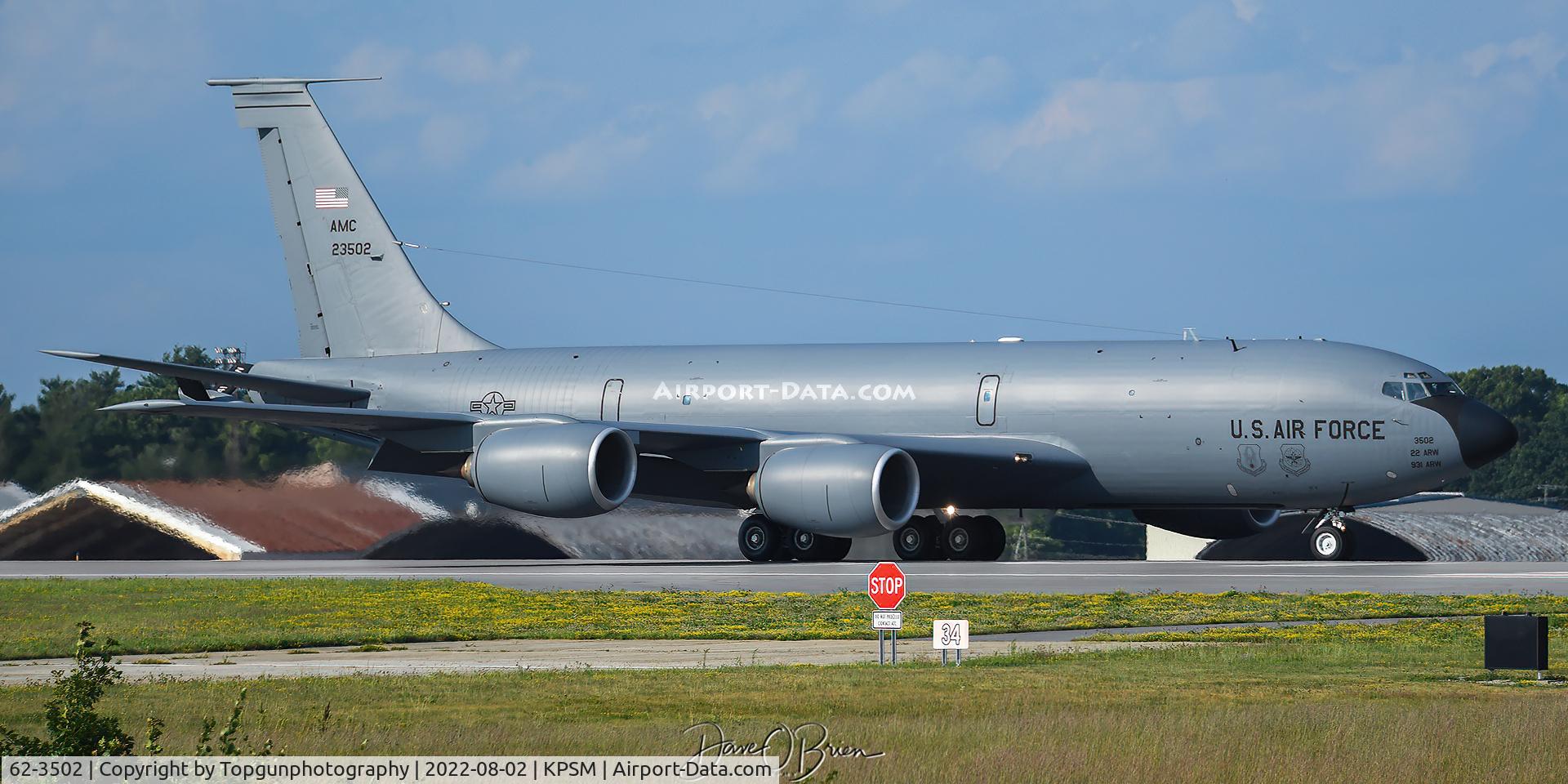 62-3502, 1962 Boeing KC-135R Stratotanker C/N 18485, REACH556 touches down out of Fairchild