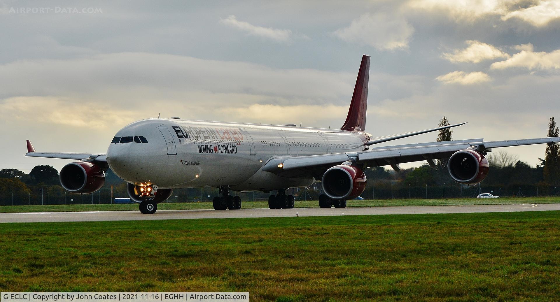 G-ECLC, 2006 Airbus A340-642 C/N 768, Turning to backtrack on arrival