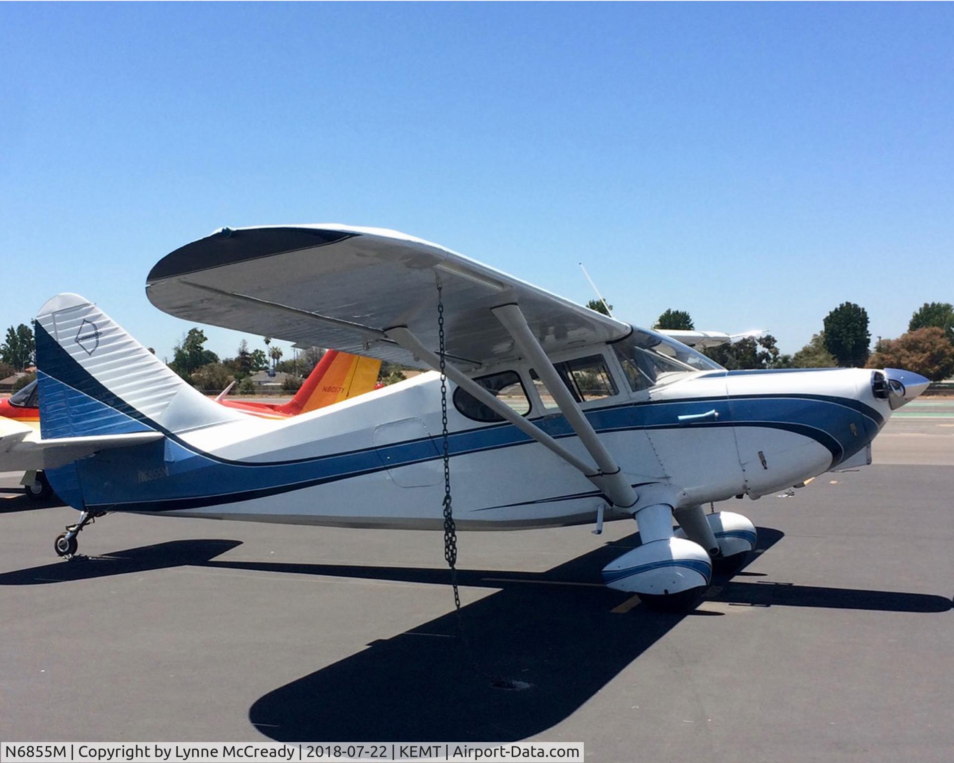 N6855M, 1949 Stinson 108-3 Voyager C/N 108-4855, Aircraft parked at El Monte Airport.