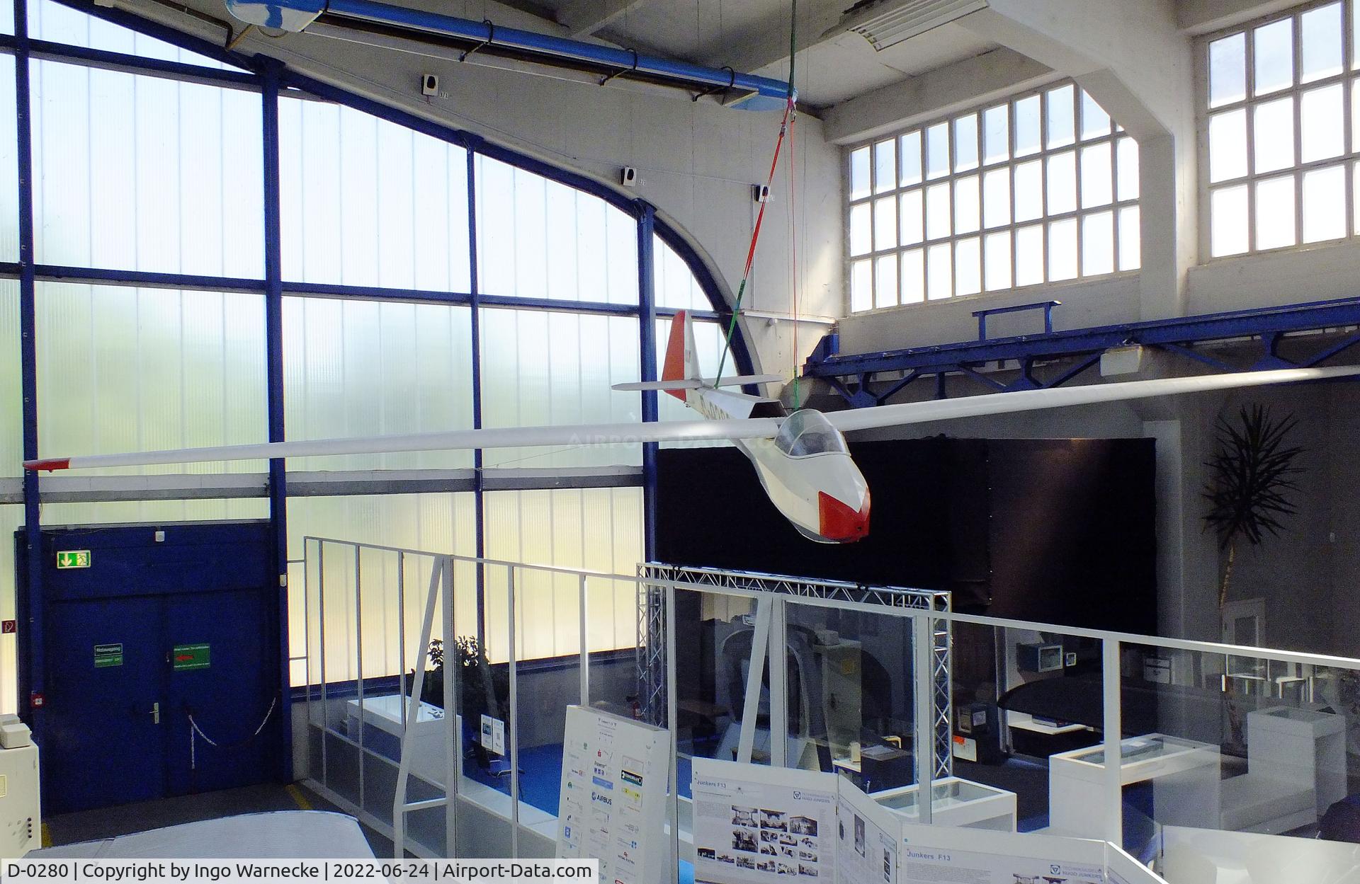 D-0280, Scheibe Spatz A C/N 01, Scheibe Spatz A at the Technikmuseum Hugo Junkers, Dessau