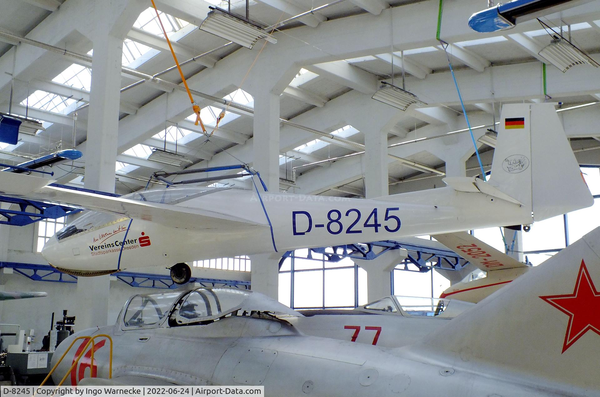 D-8245, 1971 PZL-Bielsko SZD-9bis Bocian 1E C/N P-532, PZL-Bielsko SZD-9bis Bocian 1E at the Technikmuseum Hugo Junkers, Dessau