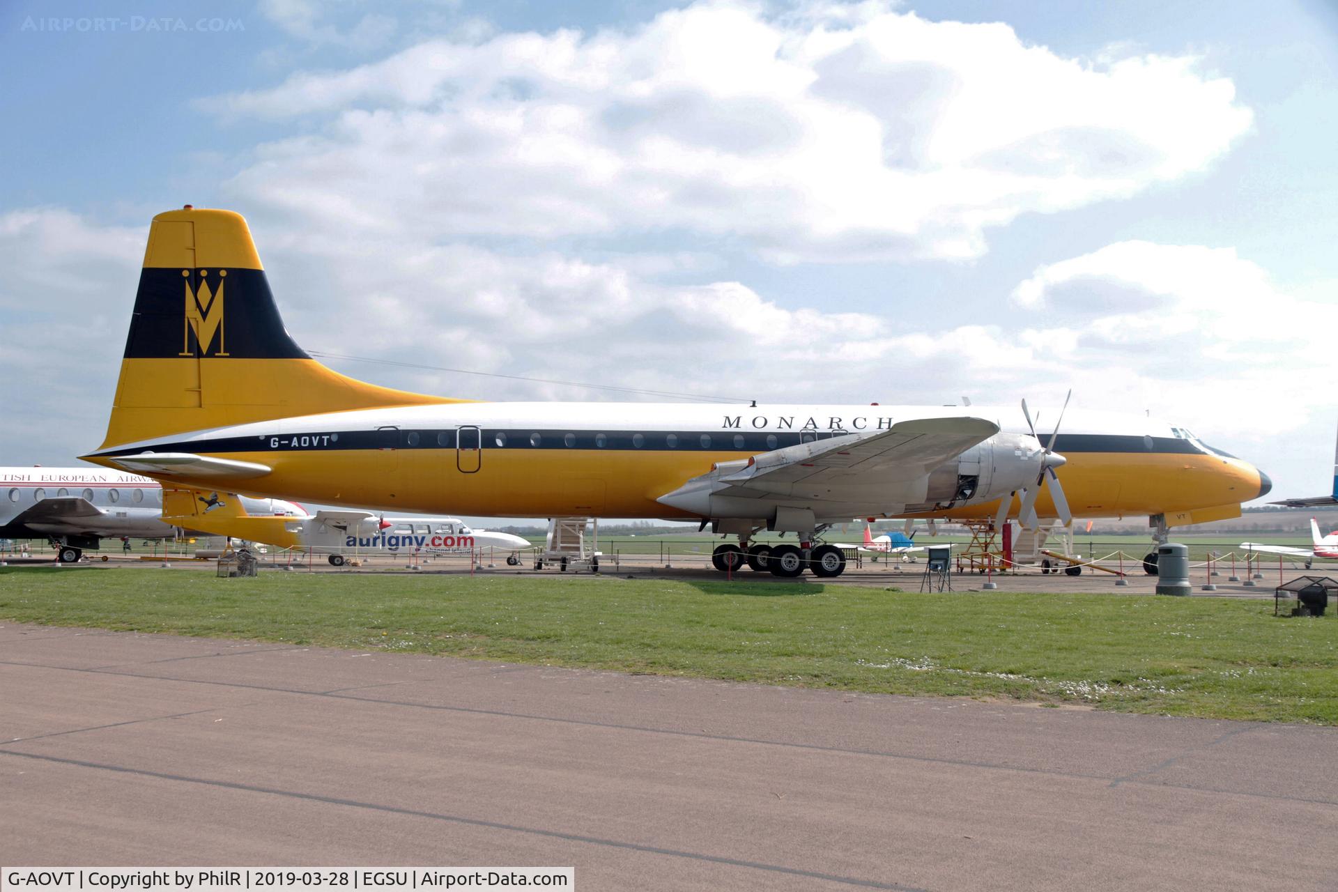 G-AOVT, 1958 Bristol 175 Britannia 312 C/N 13427, Monarch Bristol Britannia 312 at Duxford
