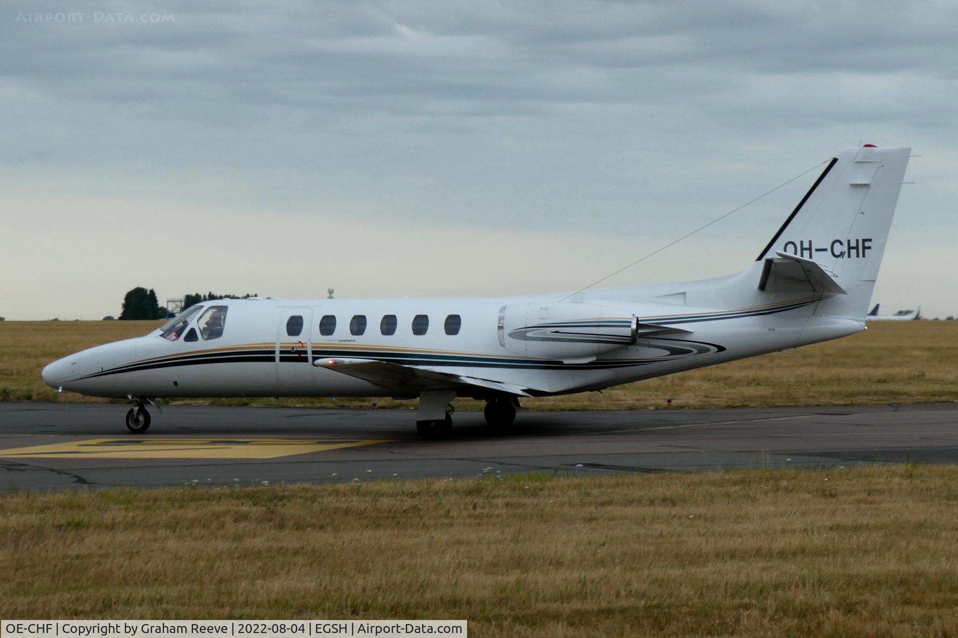 OE-CHF, Cessna Citation 550 II C/N 5500182, Just landed at Norwich.