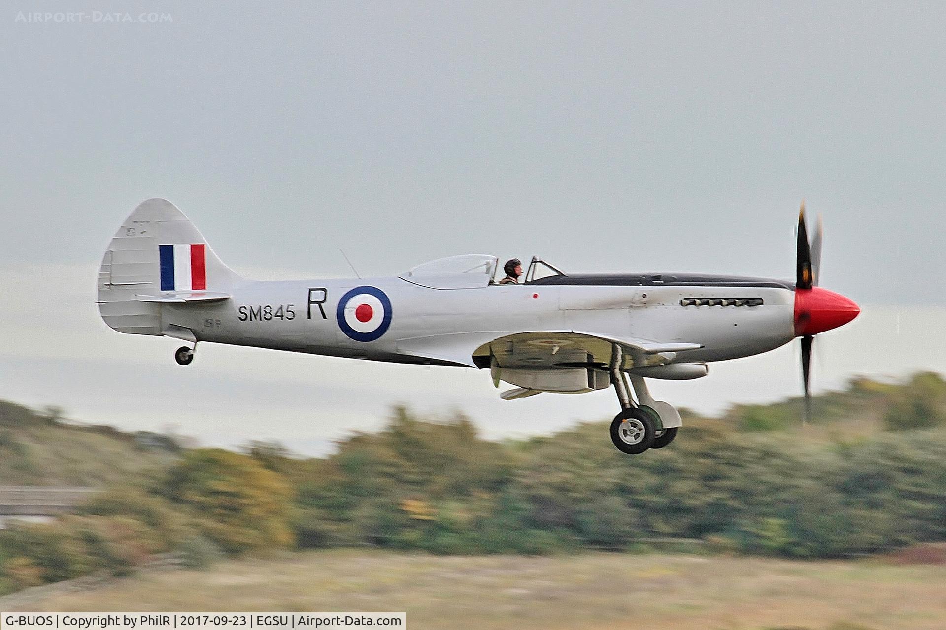 G-BUOS, 1945 Supermarine 394 Spitfire FR.XVIIIe C/N 6S/672224, SM845 1945 VS Spitfire FRXVlll RAFBoB Air Show Duxford