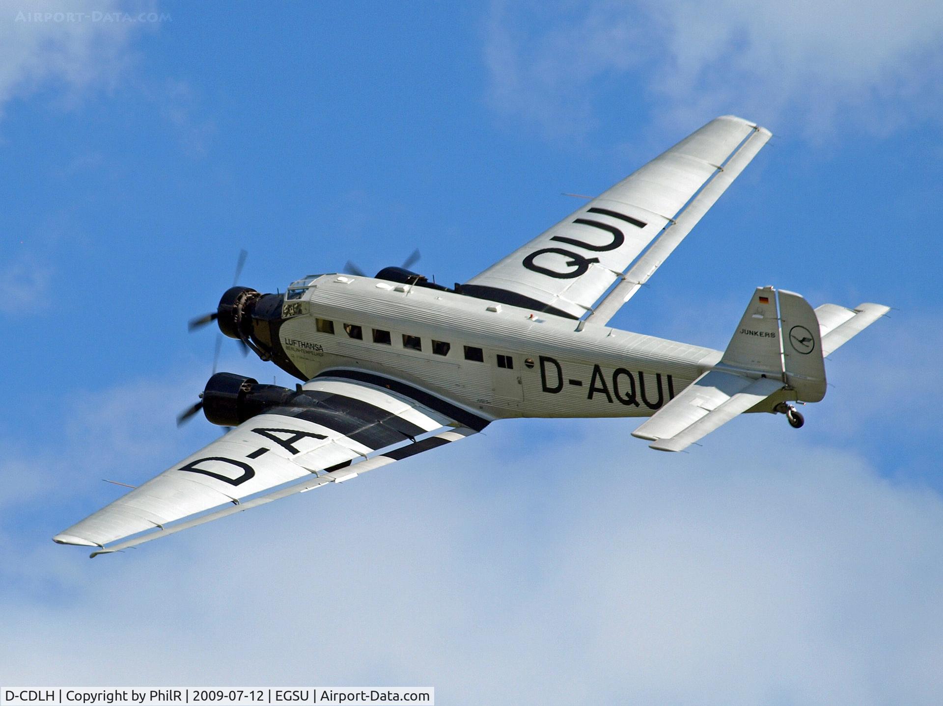 D-CDLH, 1936 Junkers Ju-52/3m C/N 130714, Lufthansa 1936 Junkers Ju-52/3m at Flying Legends Duxford painted as D-AQUI in period colour scheme.