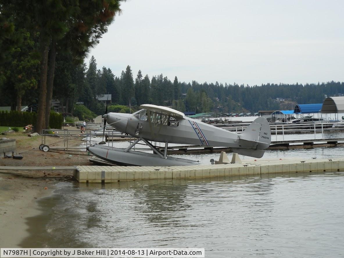 N7987H, 1946 Piper PA-12 Super Cruiser C/N 12-900, Piper Super Cruiser on floats, Honeysuckle Lake, Hayden, ID, 2014