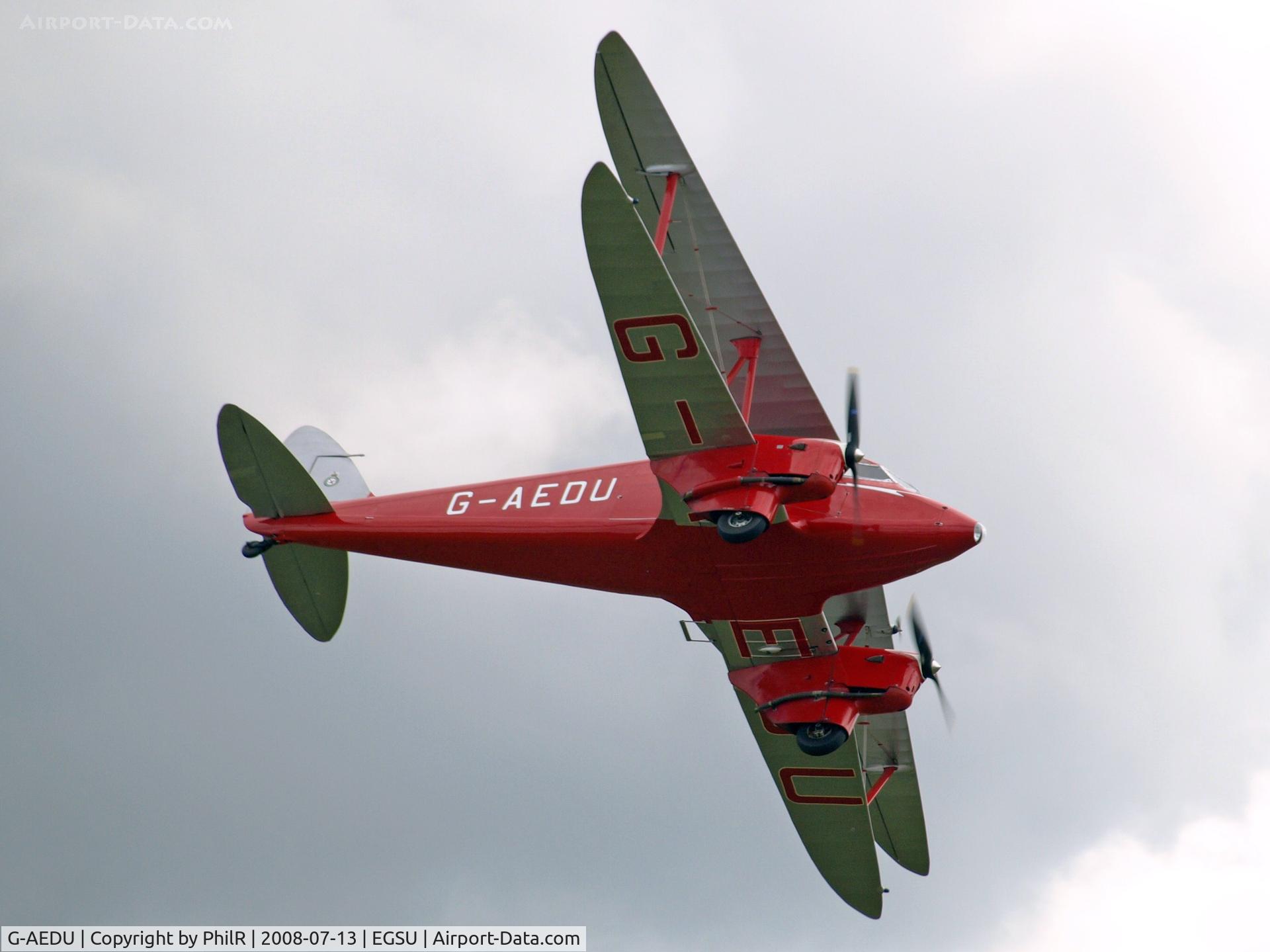 G-AEDU, 1937 De Havilland DH-90A Dragonfly C/N 7526, 1937 DH90A Dragonfly G-AEDU at Flying Legends Duxford
