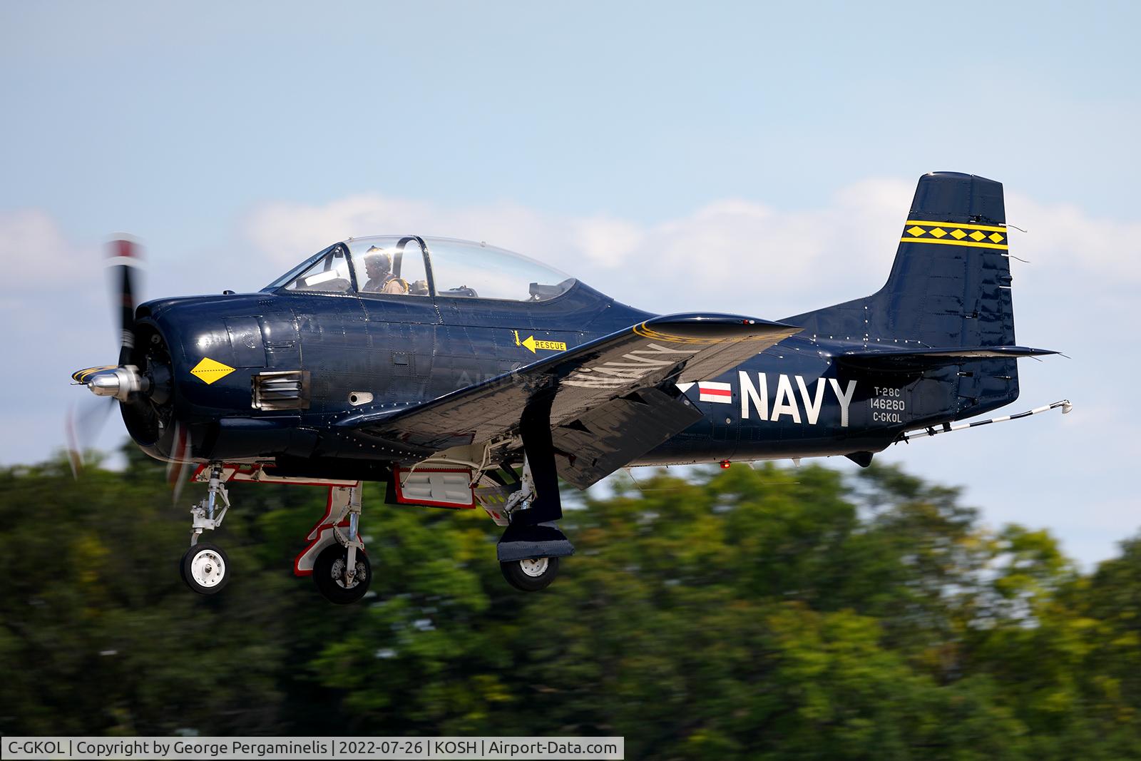 C-GKOL, 1957 North American T-28C Trojan C/N 252-23, Arriving runway 36L.
