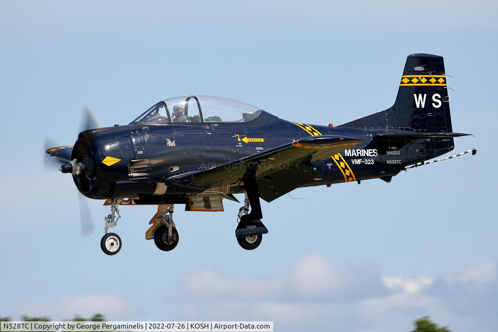 N528TC, 1957 North American T-28C Trojan C/N 252-16, Arriving runway 36L.
