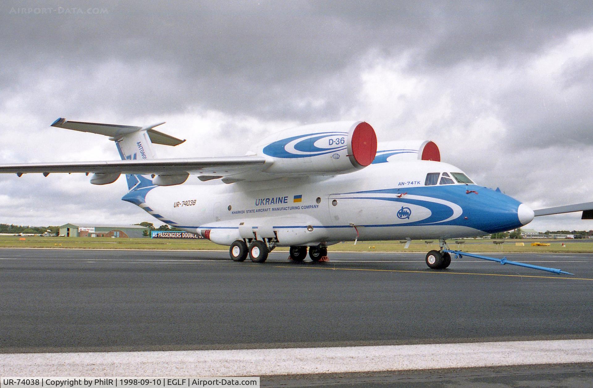 UR-74038, 1998 Antonov An-74TK-200 C/N 36547097933, Antanov An-74TK-200 UR74038 FIA