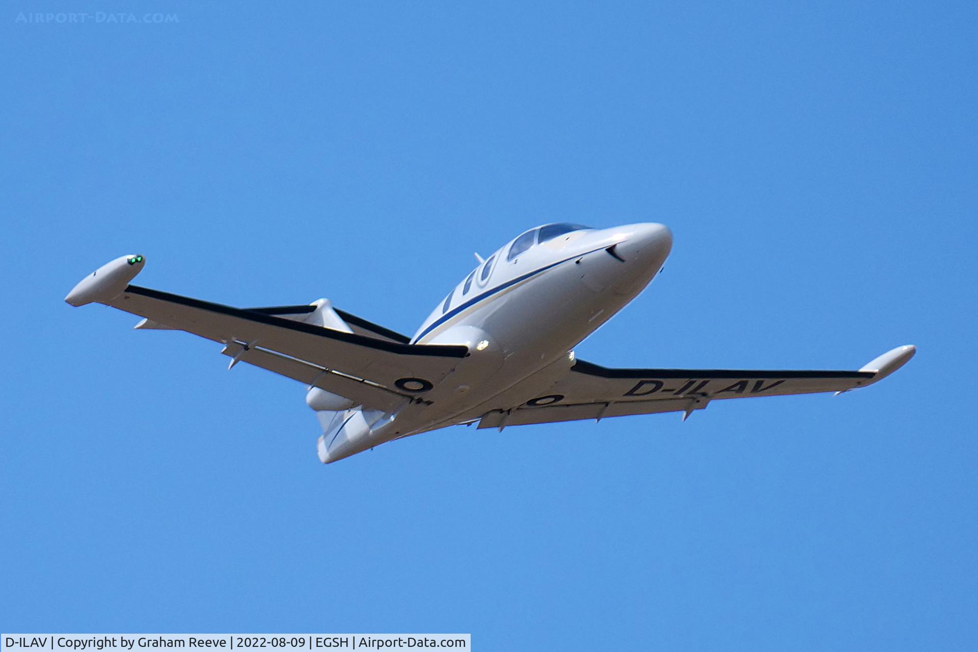 D-ILAV, 2015 Eclipse Aviation Corp EA500 C/N 550-1004, Departing from Norwich.