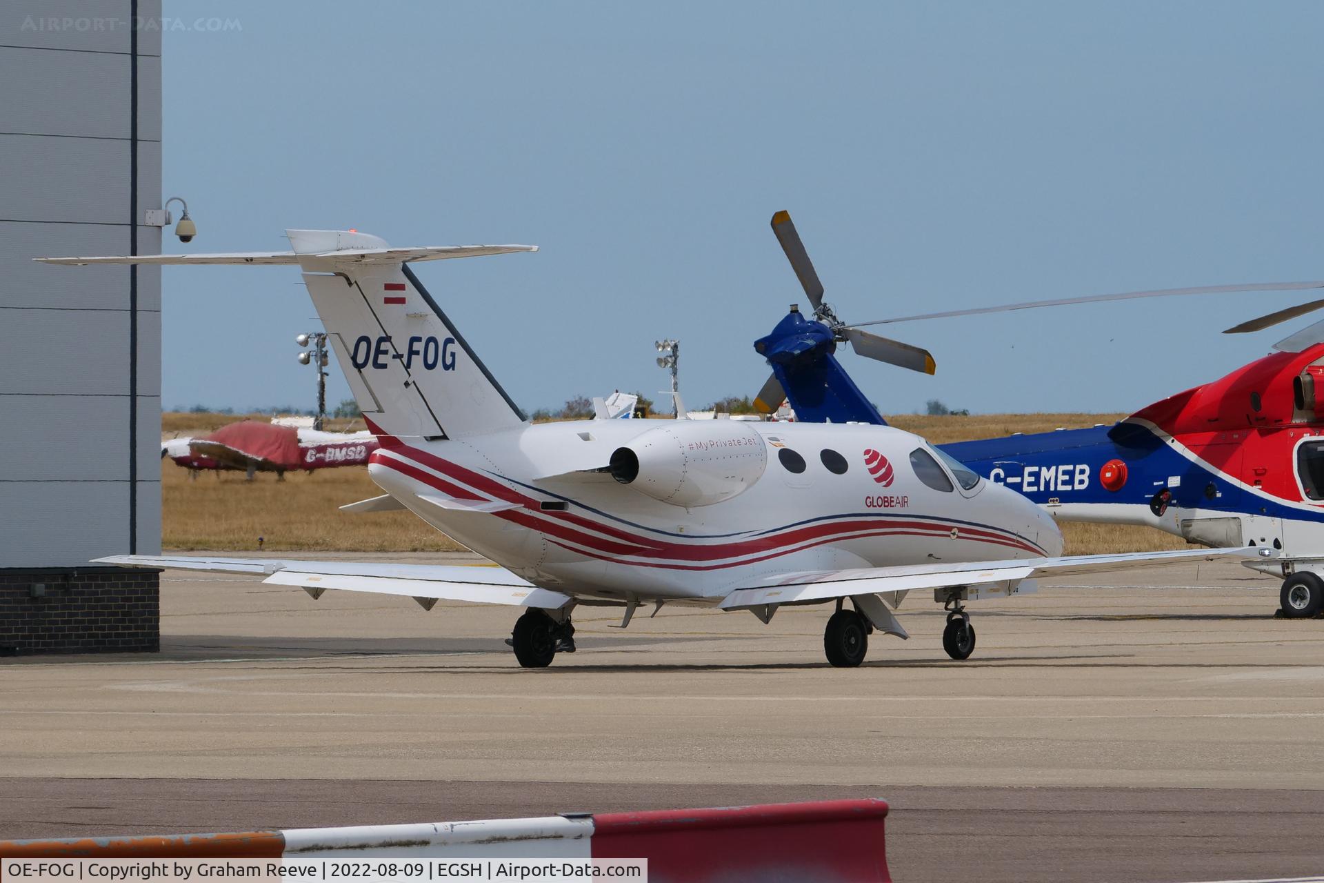 OE-FOG, 2008 Cessna 510 Citation Mustang Citation Mustang C/N 510-0068, Just landed at Norwich.