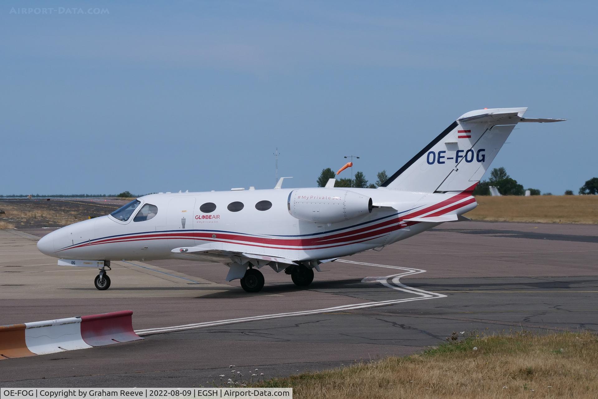 OE-FOG, 2008 Cessna 510 Citation Mustang Citation Mustang C/N 510-0068, Just landed at Norwich.