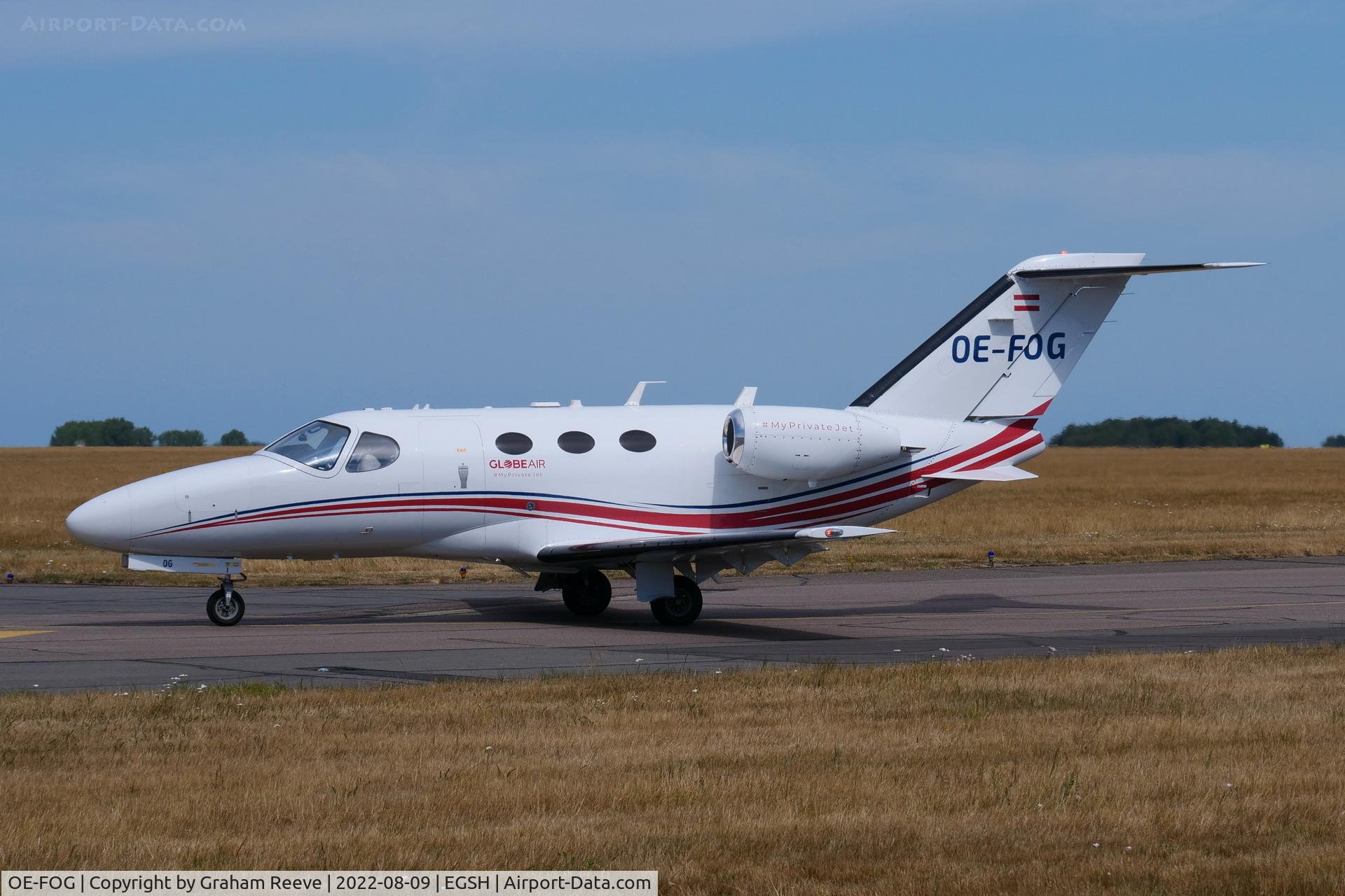 OE-FOG, 2008 Cessna 510 Citation Mustang Citation Mustang C/N 510-0068, Just landed at Norwich.