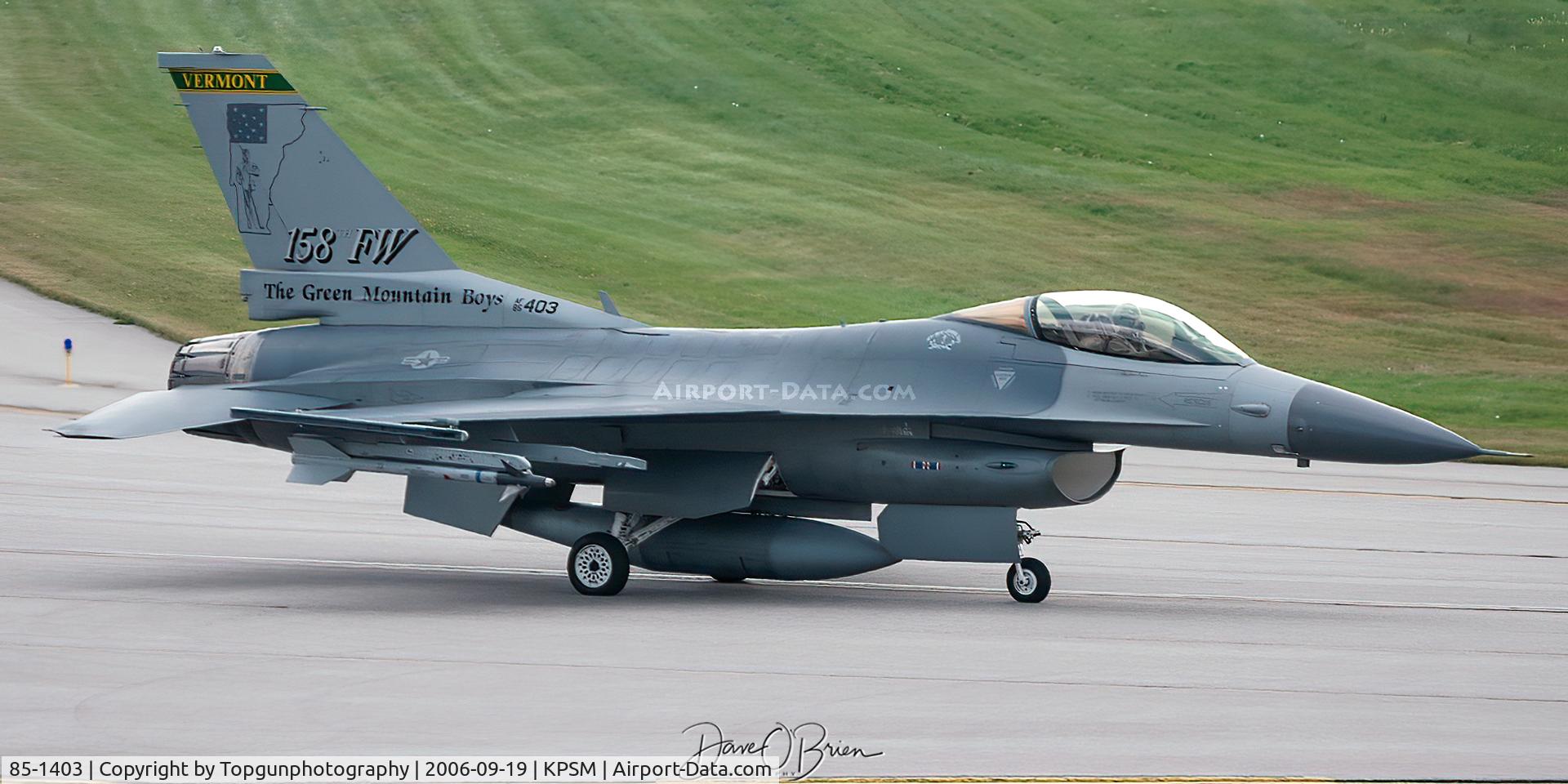 85-1403, 1985 General Dynamics F-16C Fighting Falcon C/N 5C-183, COORS11, 158th FW jet