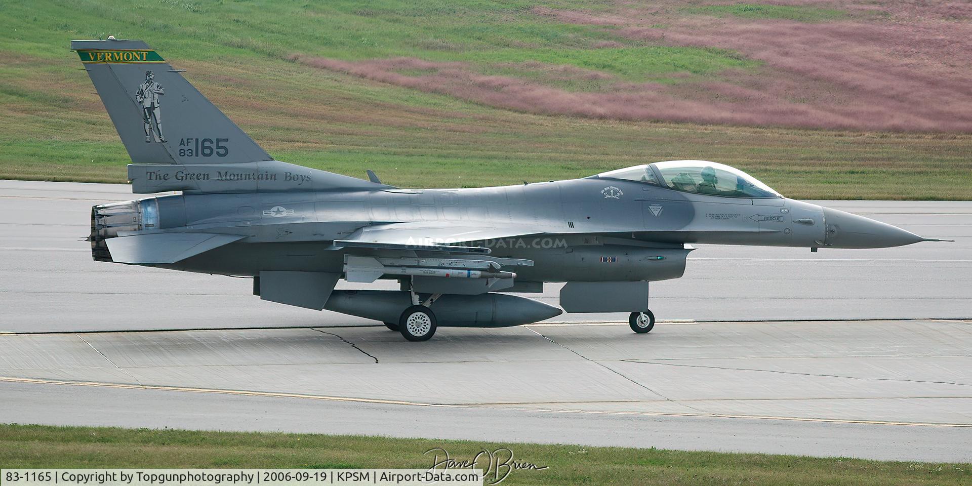 83-1165, 1983 General Dynamics F-16C Fighting Falcon C/N 5C-48, This is now the gate guard for the VT ANG