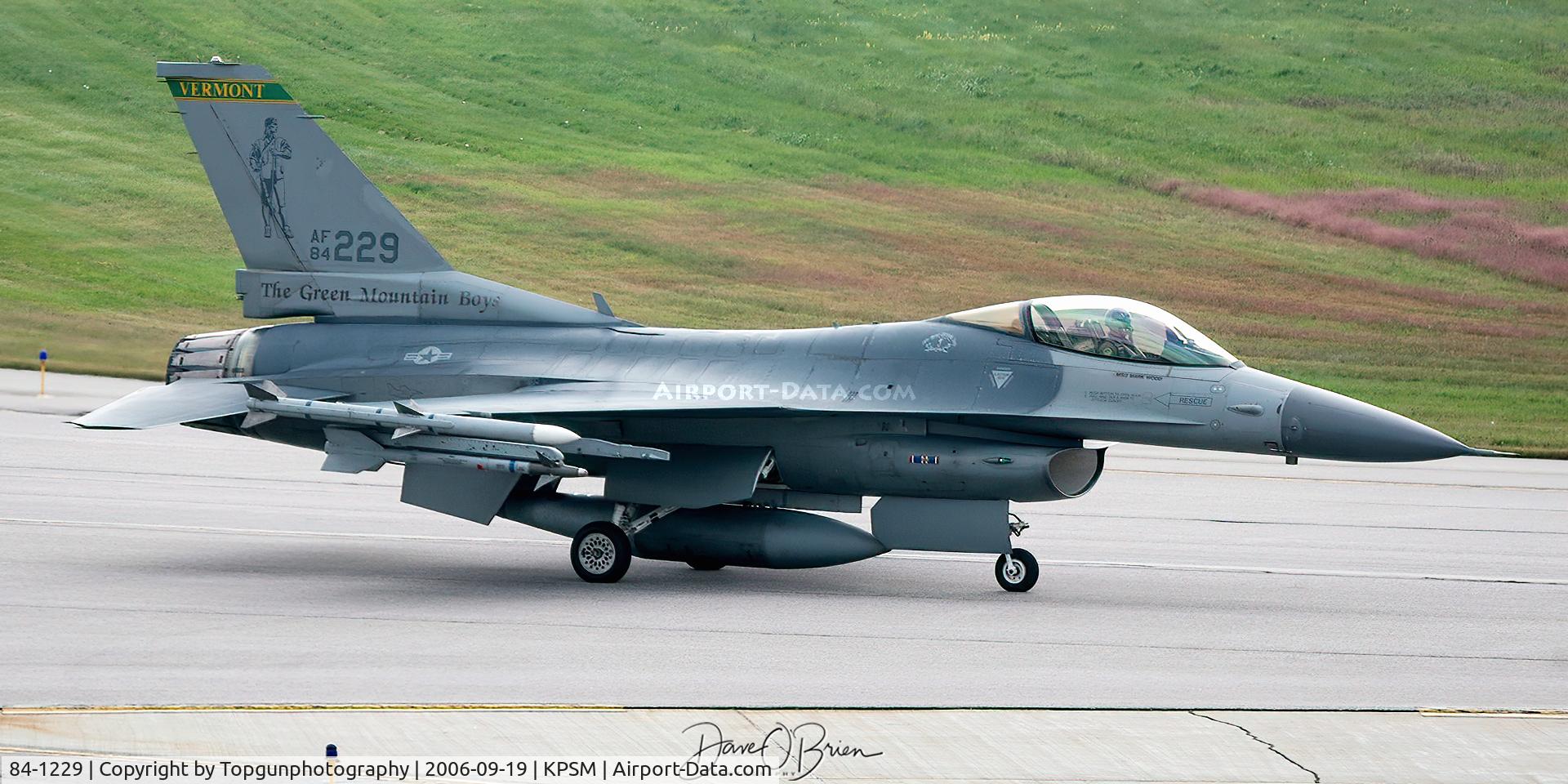 84-1229, 1985 General Dynamics F-16C Fighting Falcon C/N 5C-66, This plane is now the gate guard at the VT ANG base in Burlington VT.