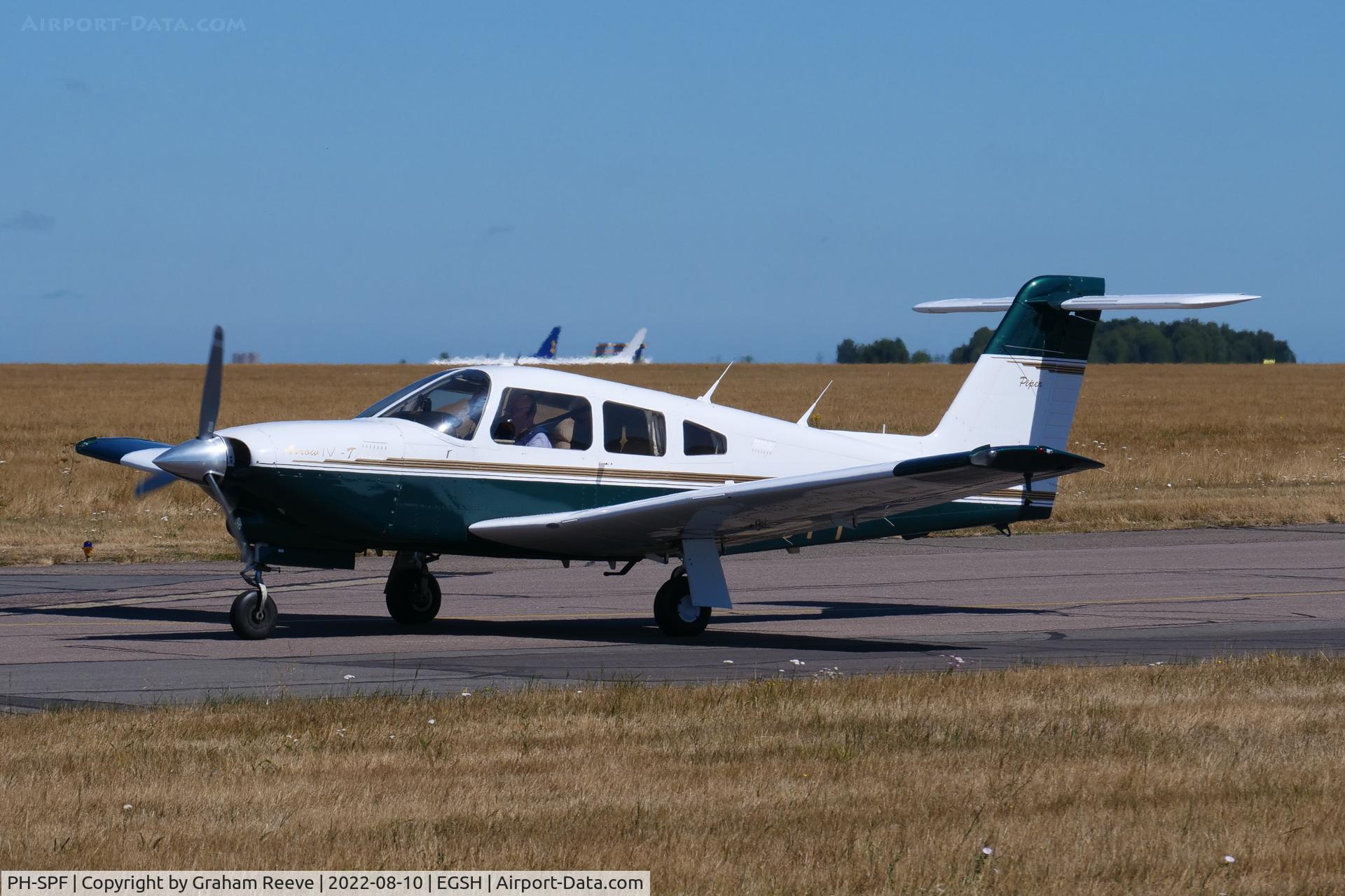 PH-SPF, 1985 Piper PA-28RT-201T Turbo Arrow IV C/N 28R-8531006, Just landed at Norwich.