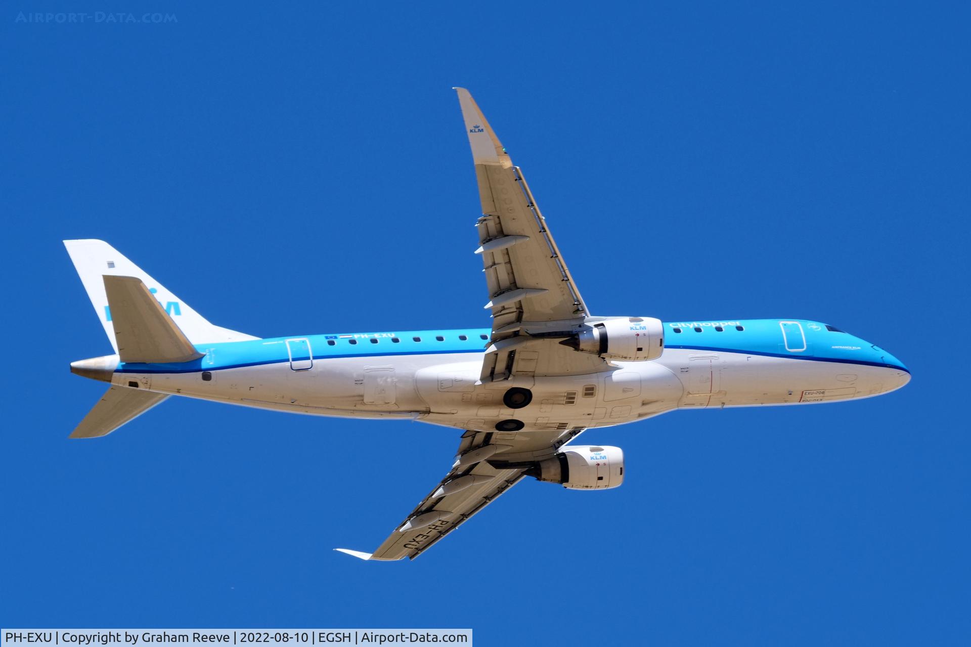 PH-EXU, 2018 Embraer 175STD (ERJ-170-200) C/N 17000708, Departing from Norwich.