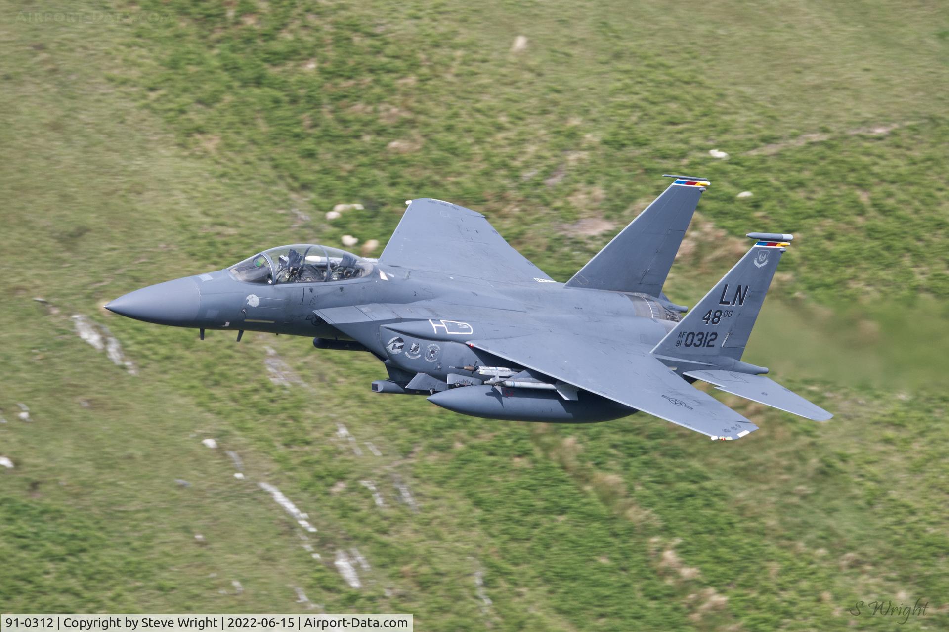 91-0312, 1991 McDonnell Douglas F-15E Strike Eagle C/N 1219/E177, Bwlch, Mach Loop, Wales