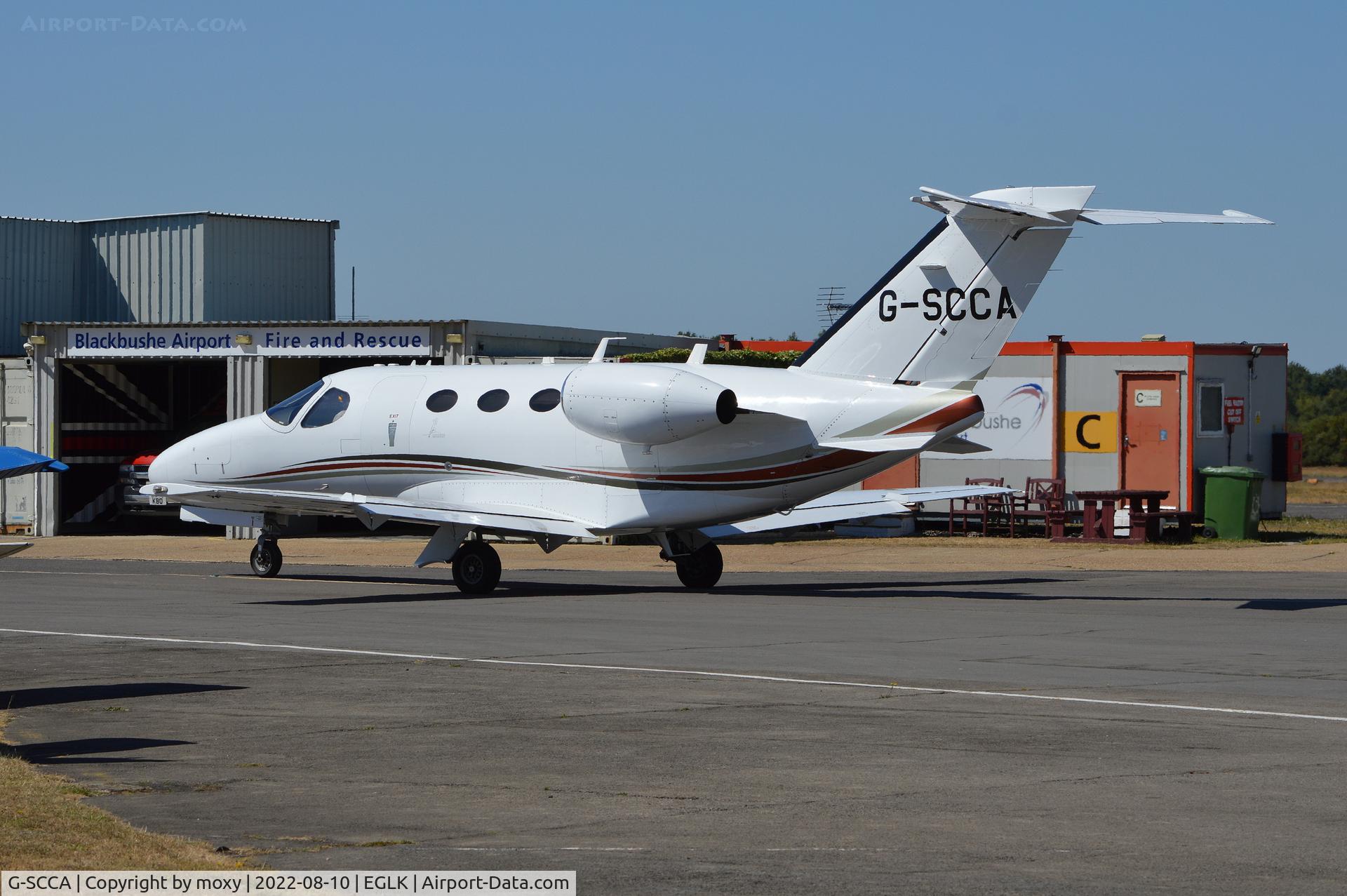 G-SCCA, 2008 Cessna 510 Citation Mustang Citation Mustang C/N 510-0106, Cessna 510 Citation Mustang departing Blackbushe for Jersey. Ex OE-FMY