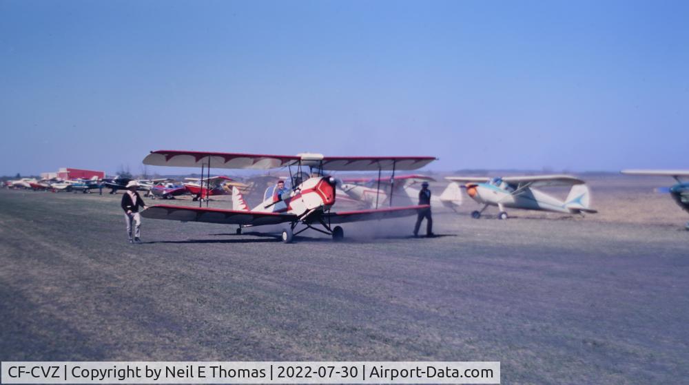 CF-CVZ, 1950 De Havilland Canada DH-82C Tiger Moth C/N DHC1481, From my dad's slide collection. Fly-inn in Alberta in 1969 (date on the slides)